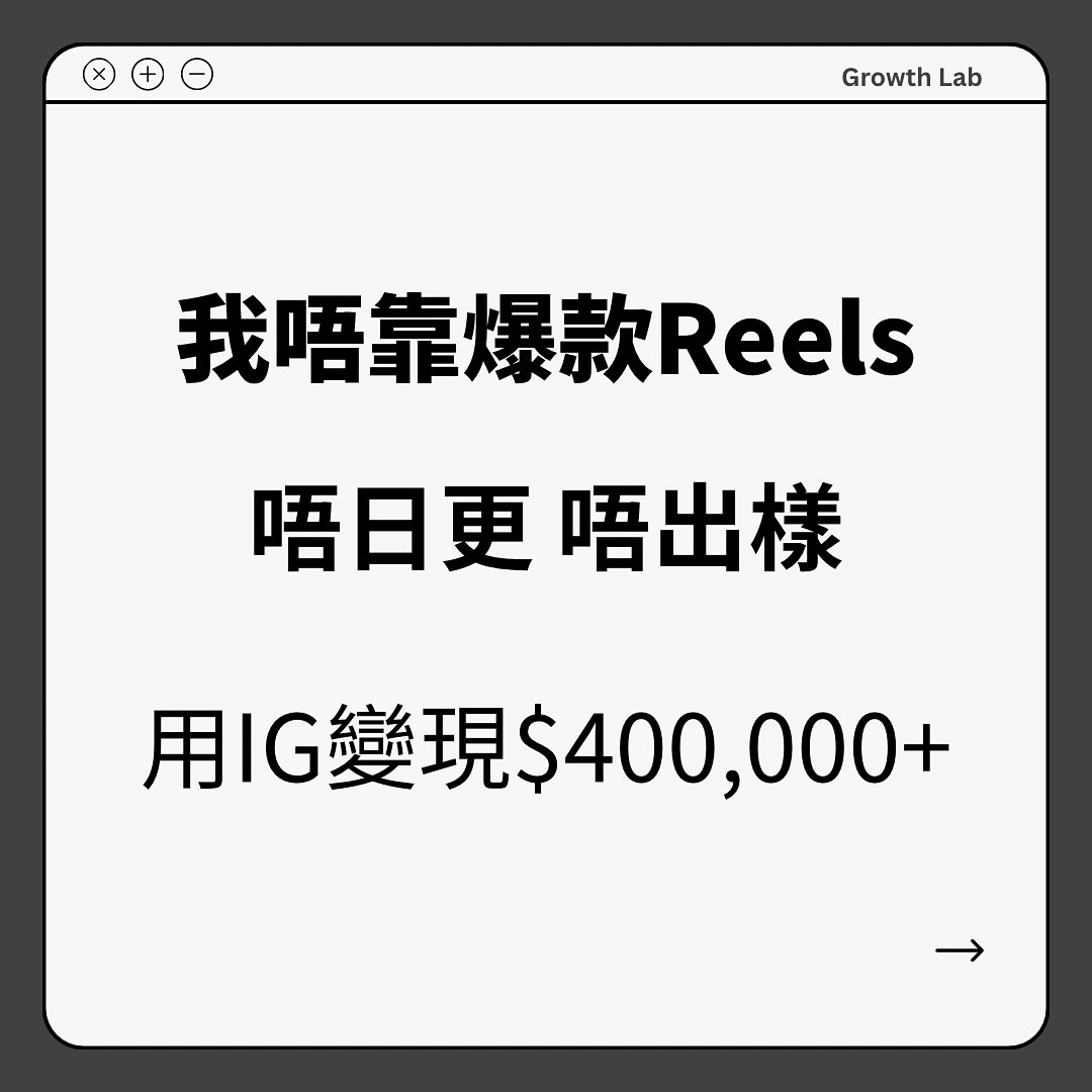 growthlab.hk Facebook ad: 仲拍Reels,花大量時間日更?喺生意增長前,可能已經放棄咗