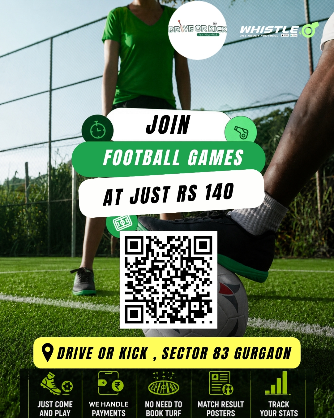 Whistlethefootballapp Facebook ad: Join Football Games from Just ₹140