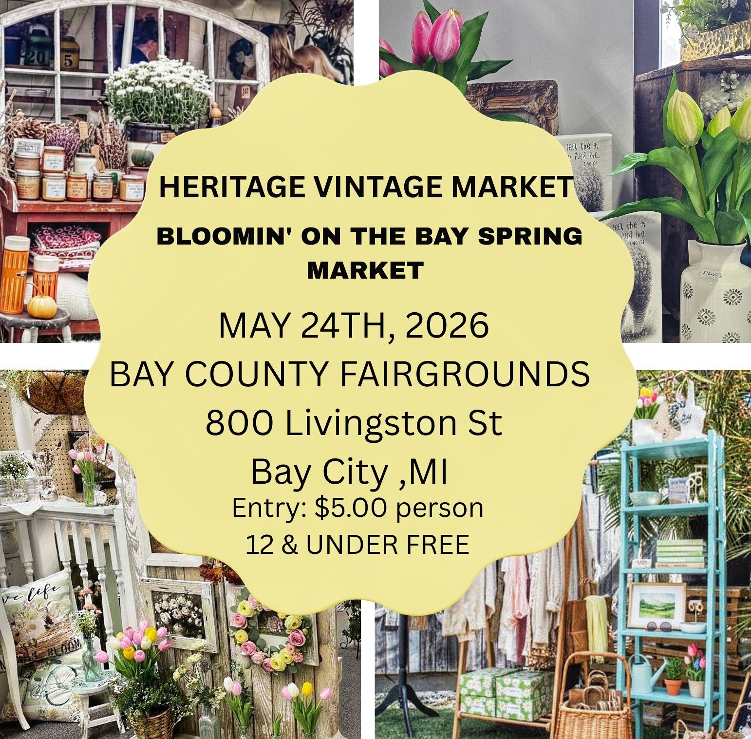 Olde Heritage Vintage Market Facebook ad: 'BLOOMIN' On The Bay Spring Market