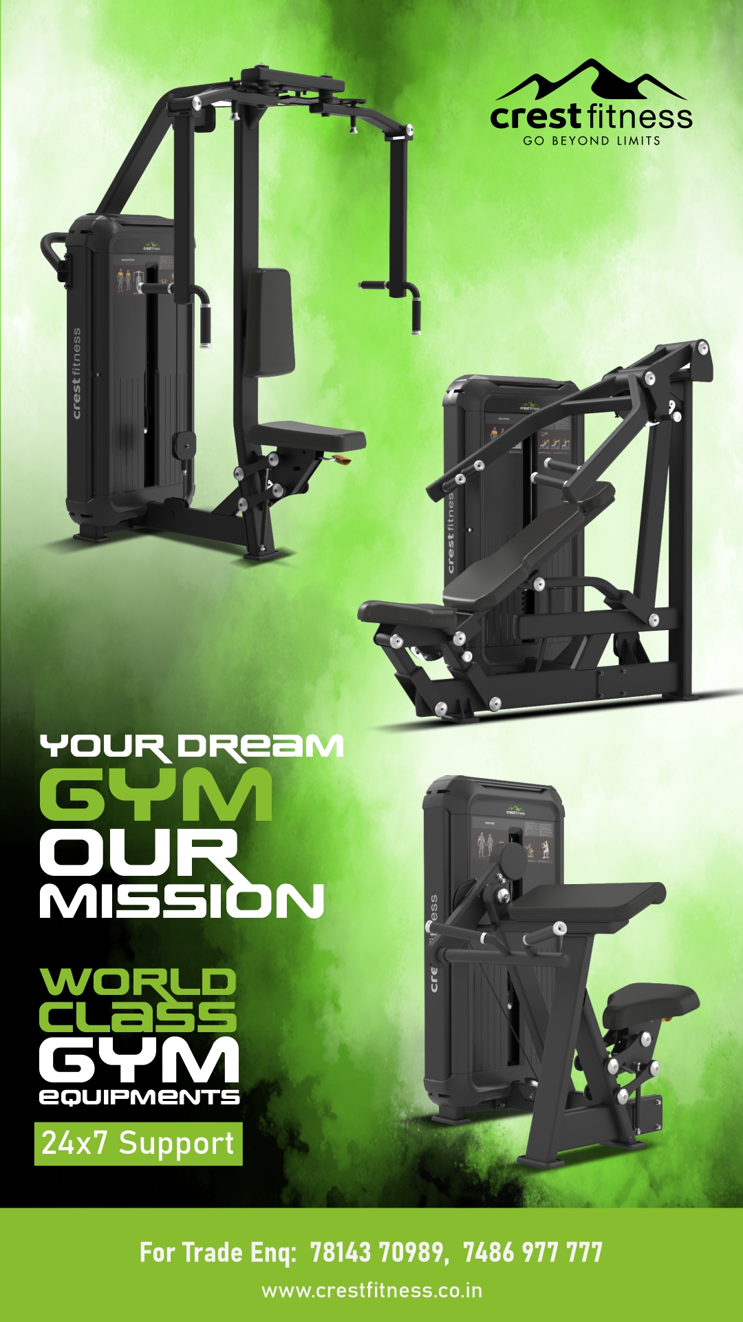Crest Fitness Facebook ad: Setup Your Gym, Get a Quote Today