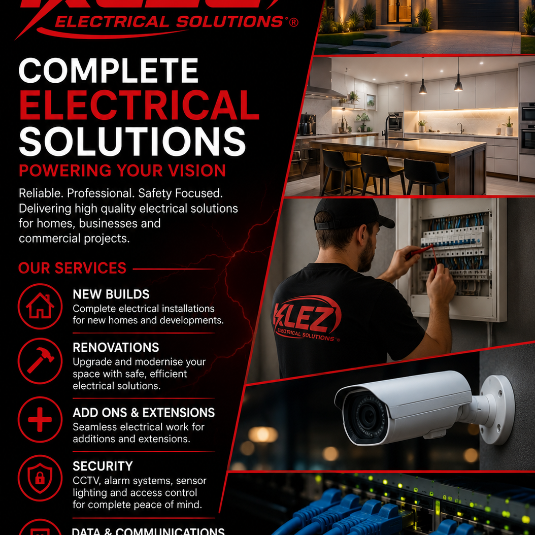 Klez Electrical Solutions Facebook ad: Klez Electrical Solutions Licensed and Certified to provide…