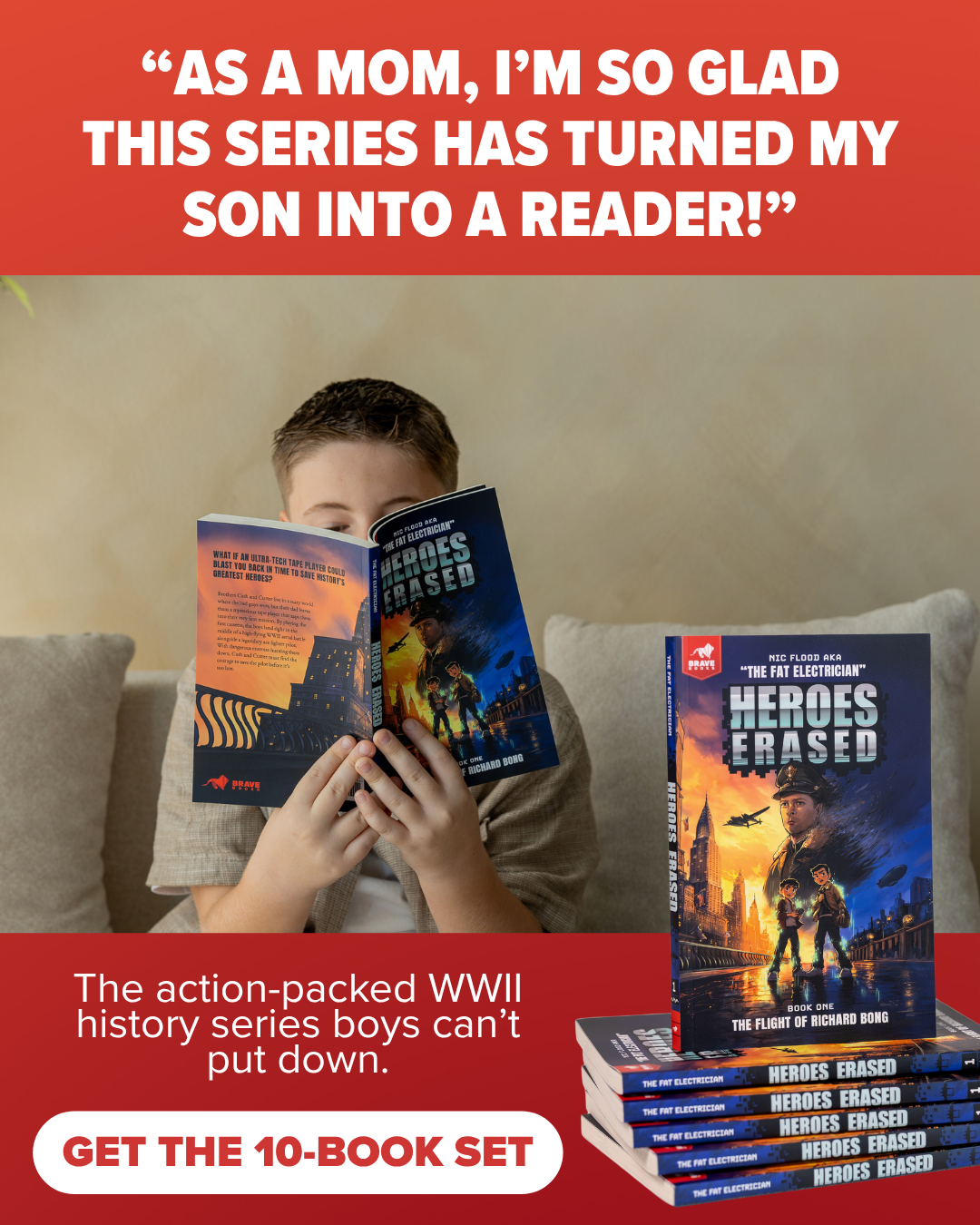 BRAVE Books Facebook ad: Get Your Son Hooked on Reading