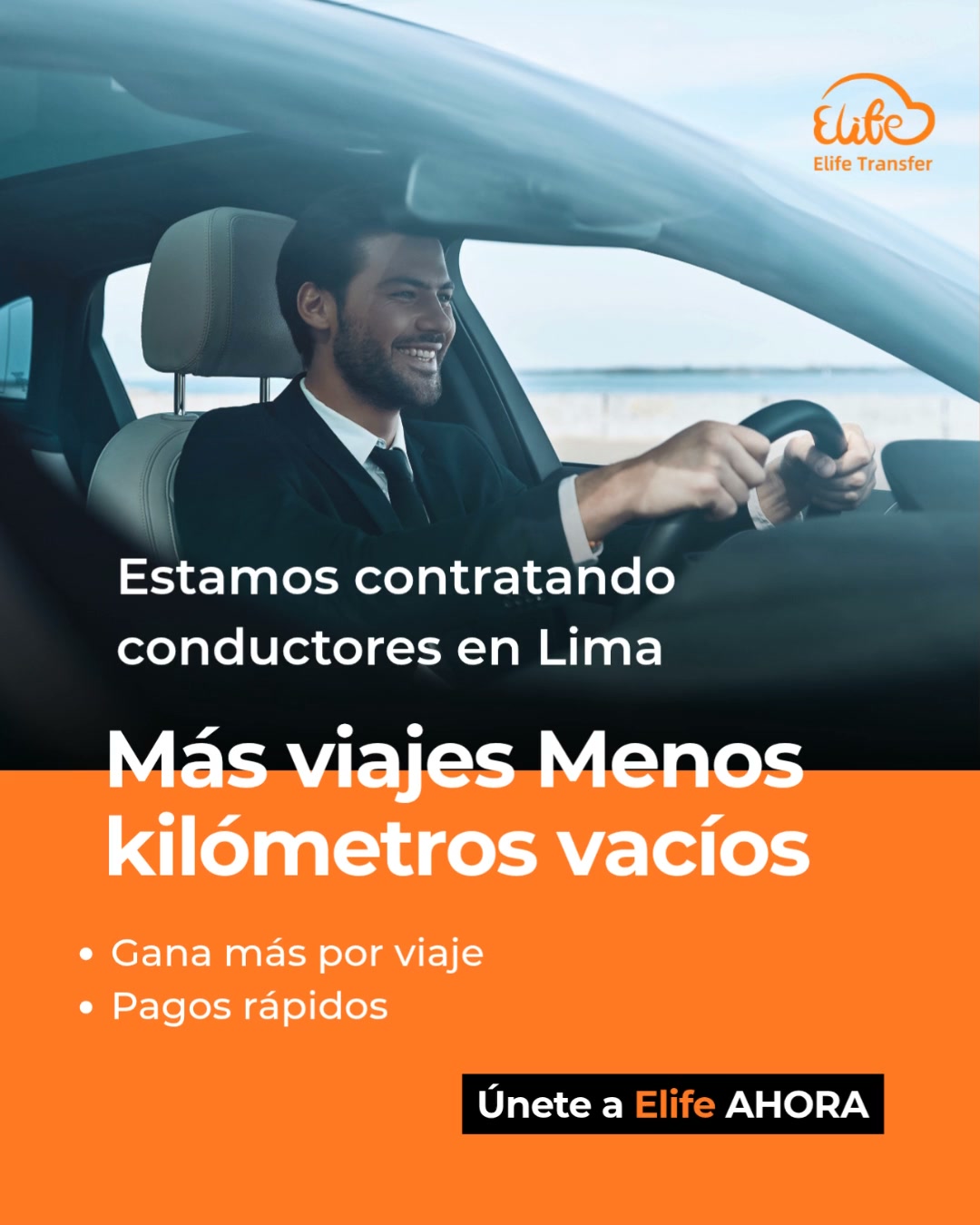 Elife Transfer Facebook ad: Únete a la red de conductores de Elife