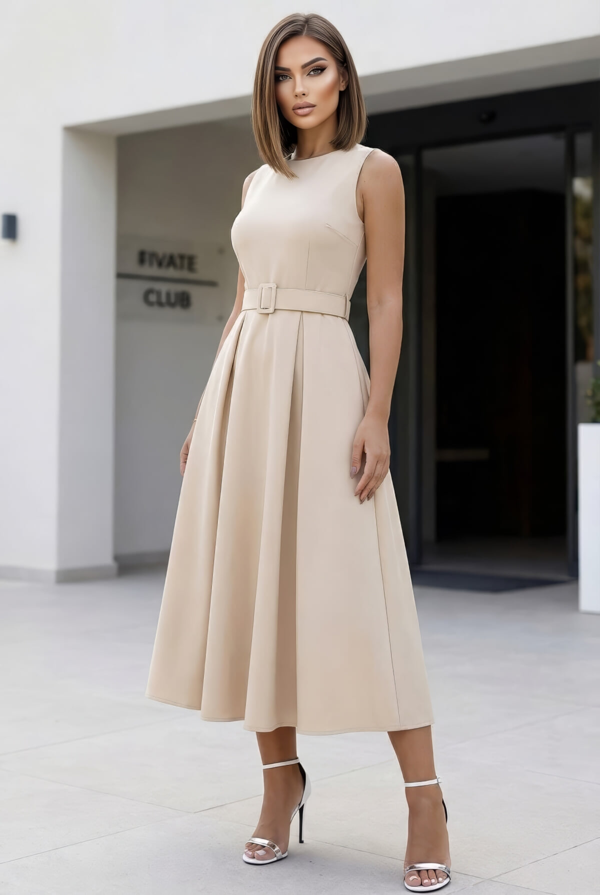 Parizianista Facebook ad: Elegant Midi Φόρεμα με Ζώνη