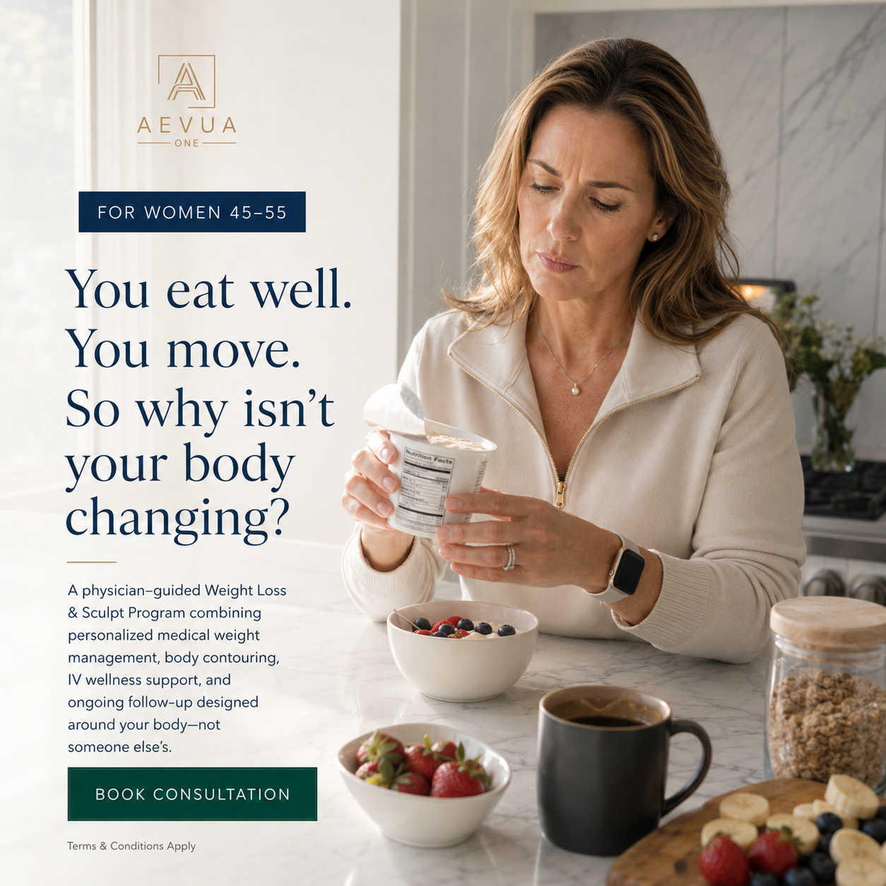Aevua Facebook ad: Start Your 3 Month Weight Loss Transformation
