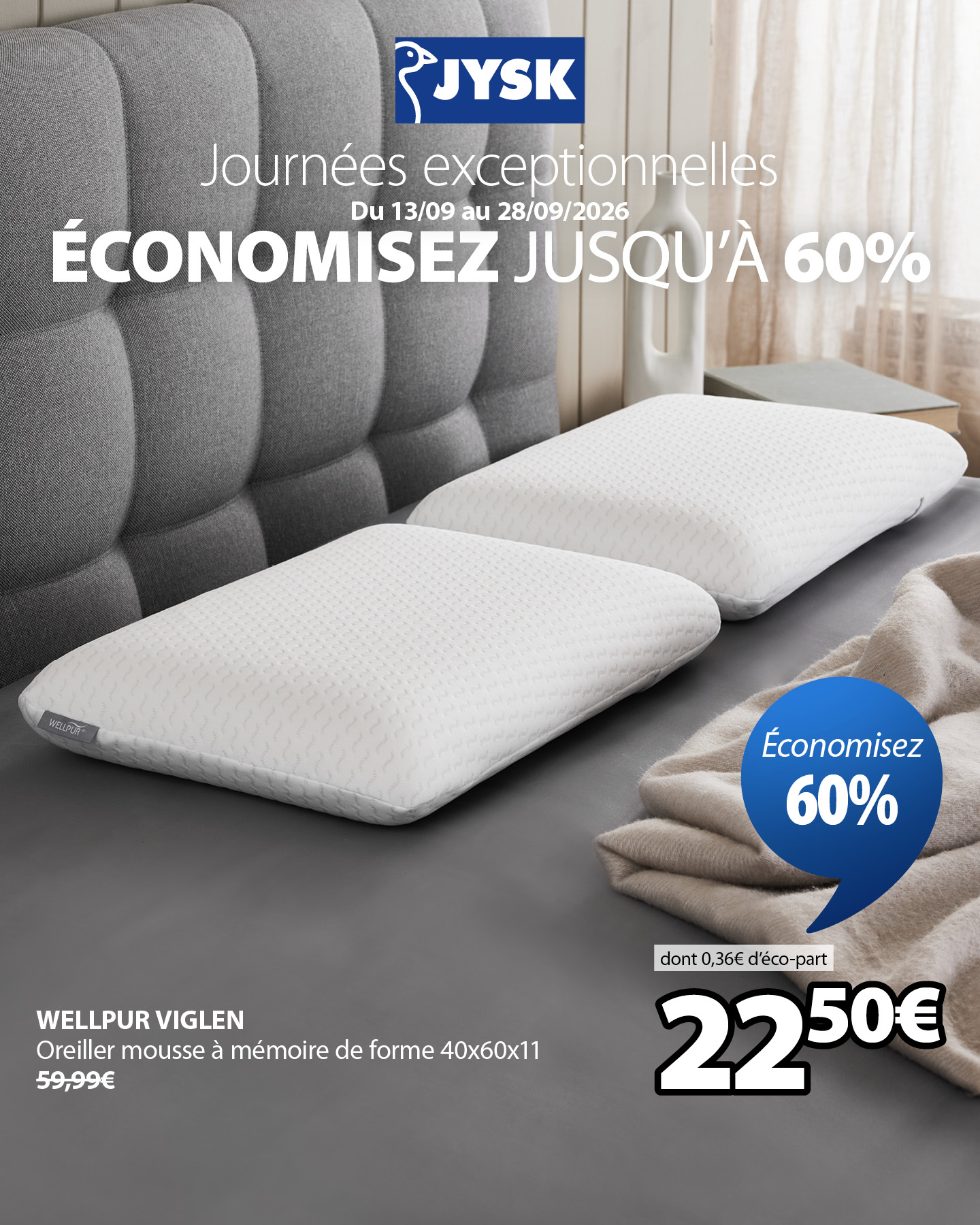 JYSK France Facebook ad: Économisez jusqu'à 60%