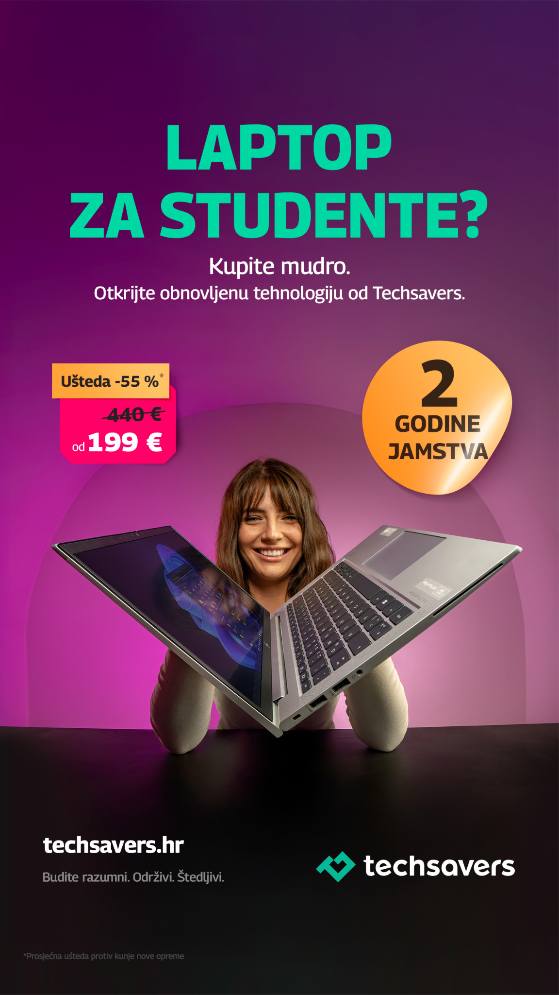 Techsavers HR Facebook ad: Kupnja obnovljene opreme od Techsavers također je razumani…