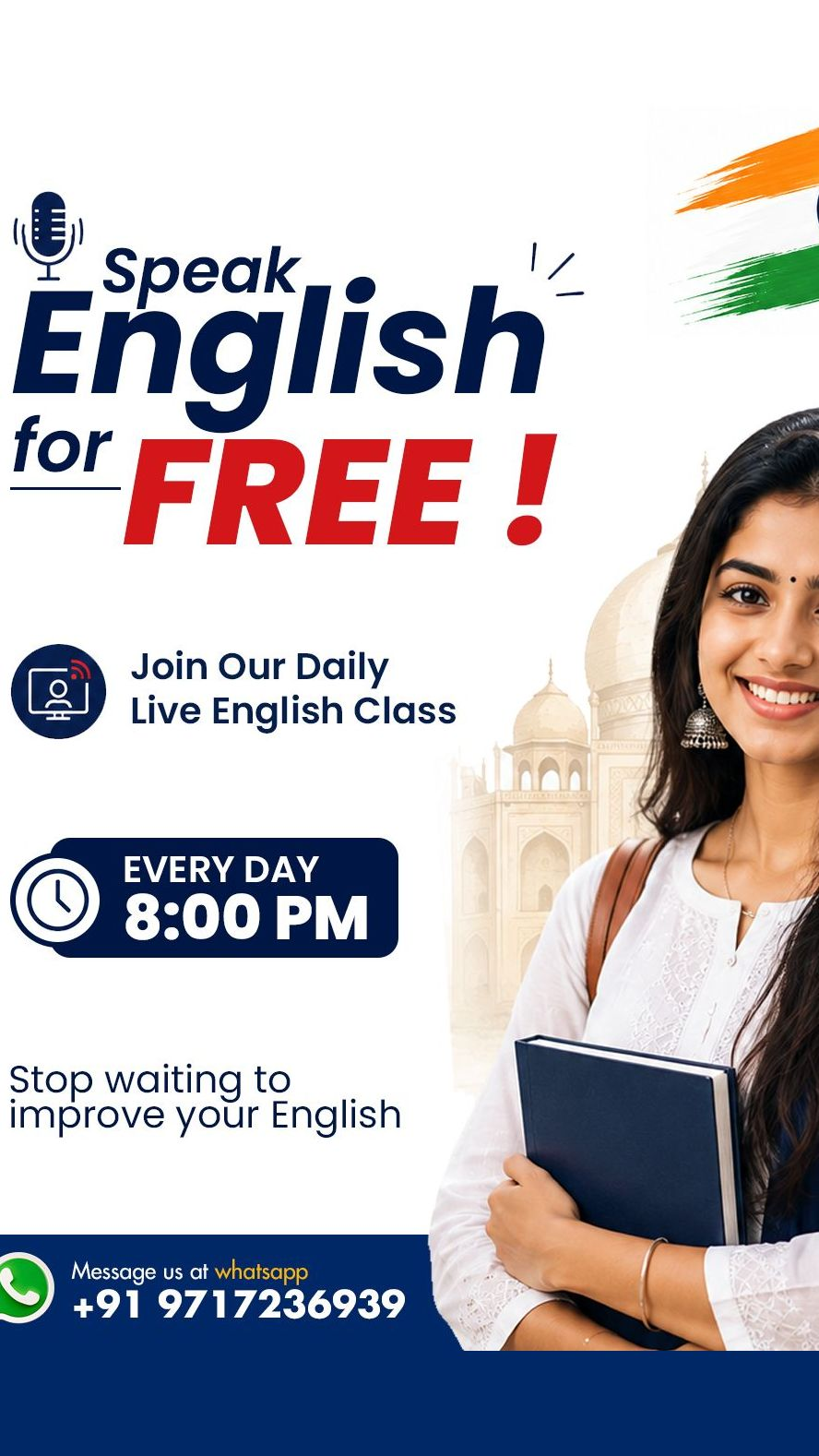 English मे बोलिए Facebook ad: English बोलना सीखें, बिल्कुल FREE!