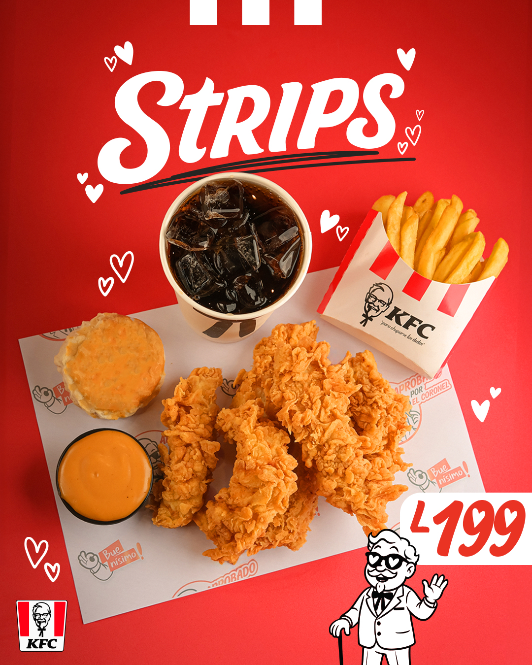 KFC Facebook ad: Por siempre tus strips favoritos son de KFC…