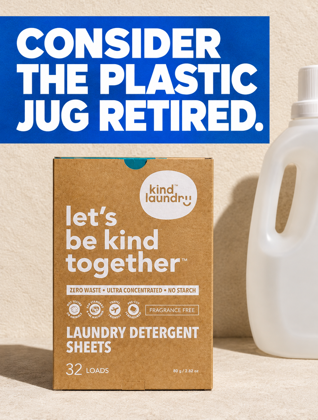 Kind Laundry Facebook ad: No Plastic. No Water Weight. No Shelf Clutter. Just 7-in-1…
