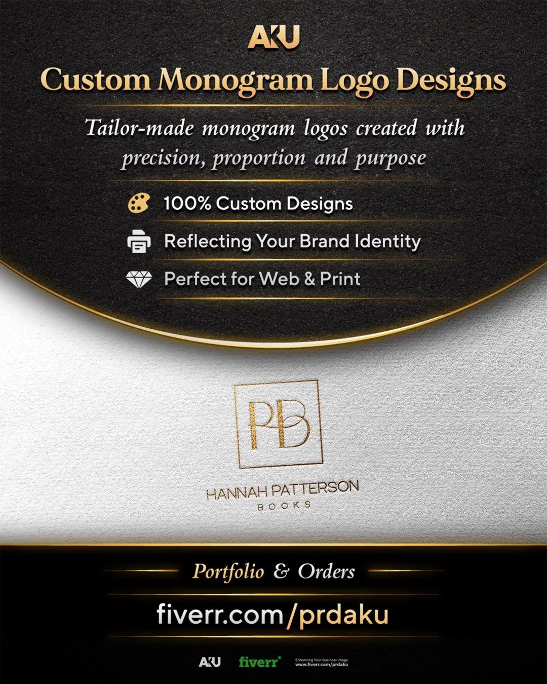 AKU Designs Facebook ad: Prdaku: I will design an eye catching initial letters…