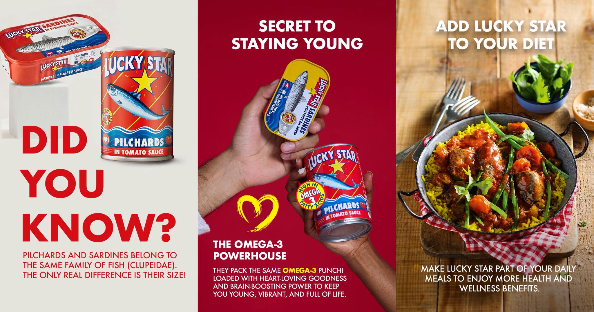 Lucky Star Facebook ad: Plot twist: Pilchards and sardines are basically siblings.