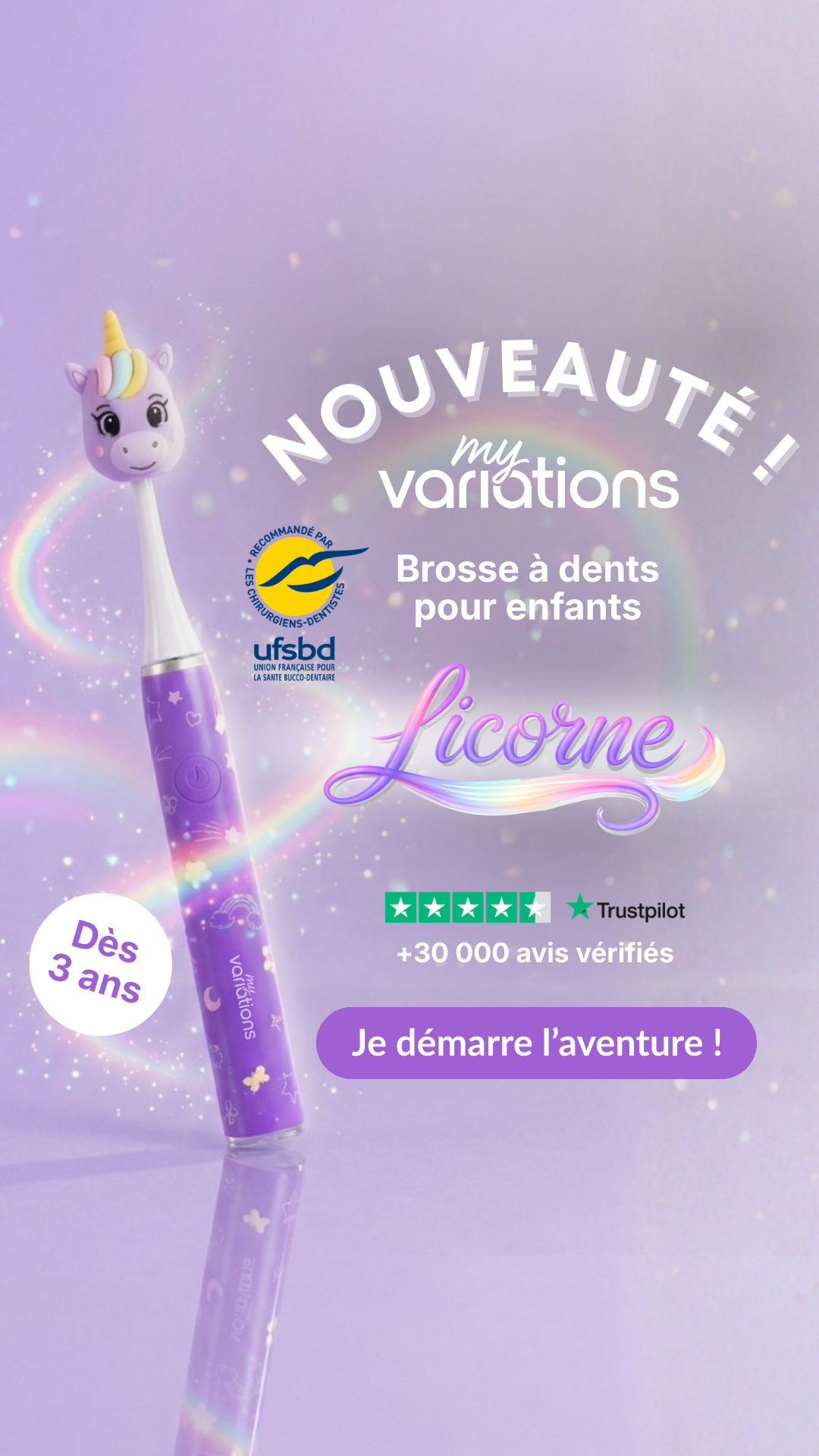 My Variations Facebook ad: Fini la bataille du brossage