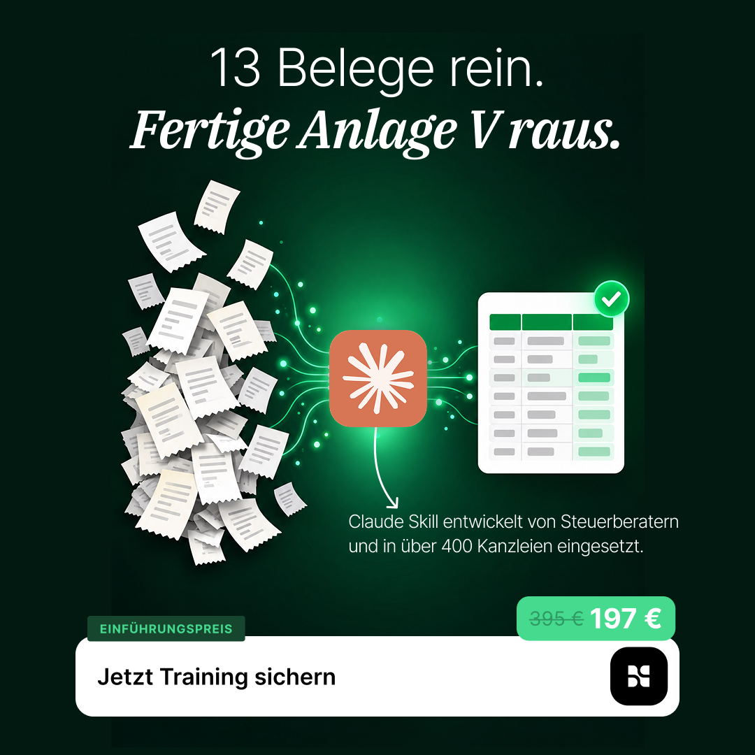 Novist Facebook ad: Claude baut deine Anlage V für DATEV
