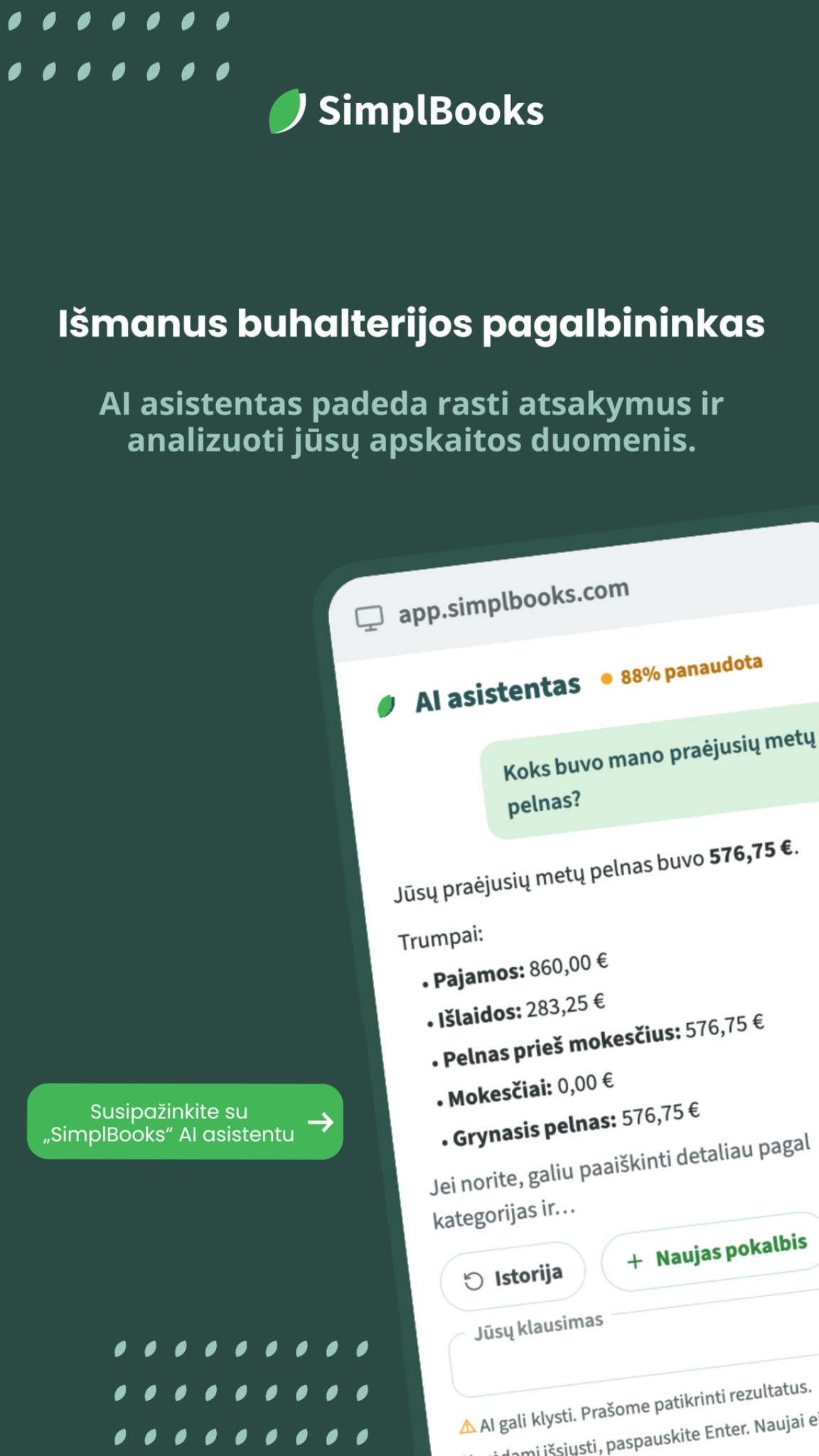 SimplBooks Facebook ad: Apskaitos asistentas