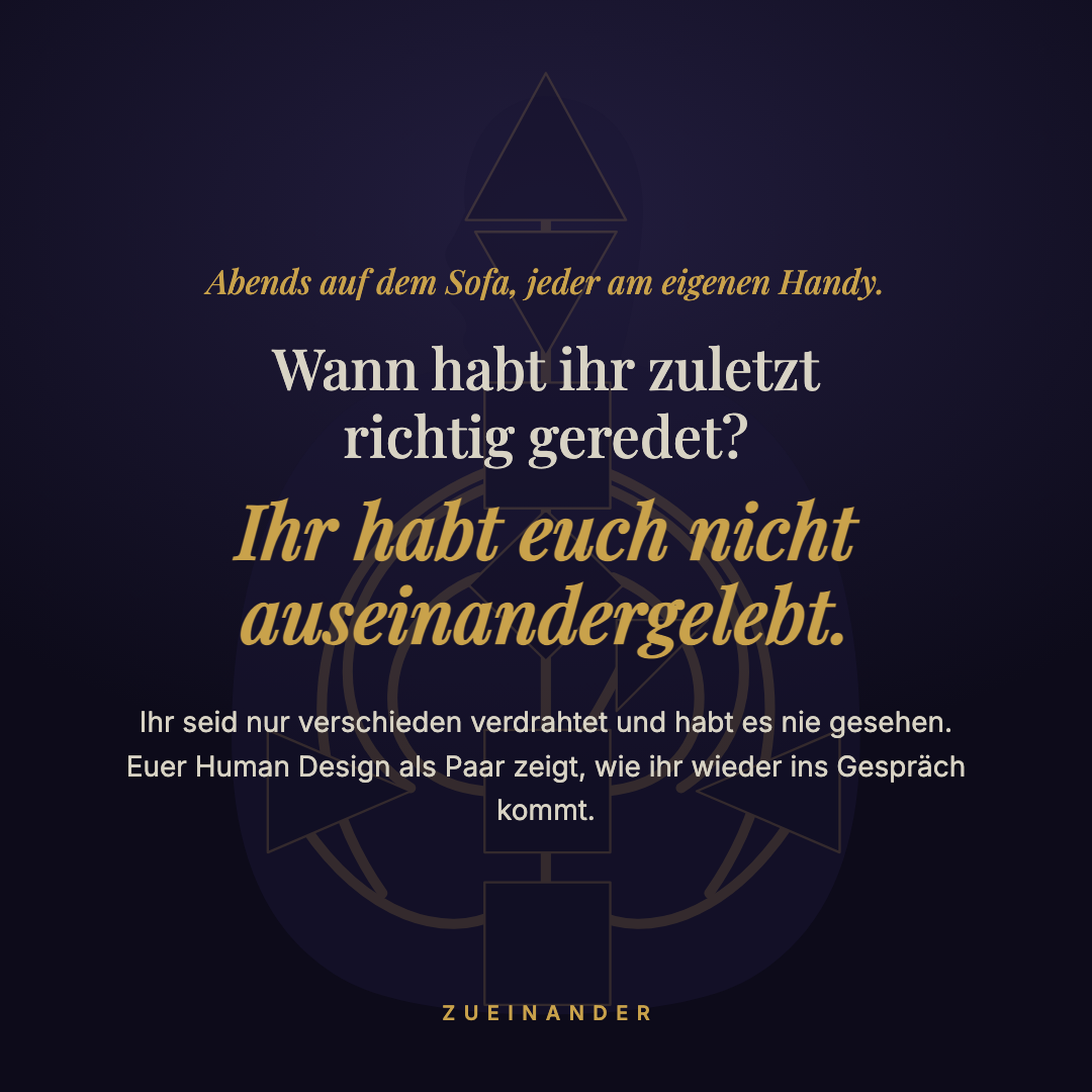 Zueinander Facebook ad: Welcher Paar-Typ seid ihr? Human Design für Paare