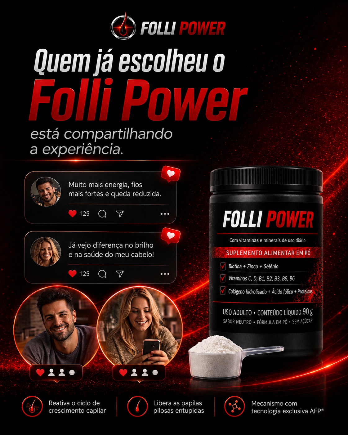 Folli Power DHT Facebook ad: Resultados reais começam com uma decisão: cuidar da…
