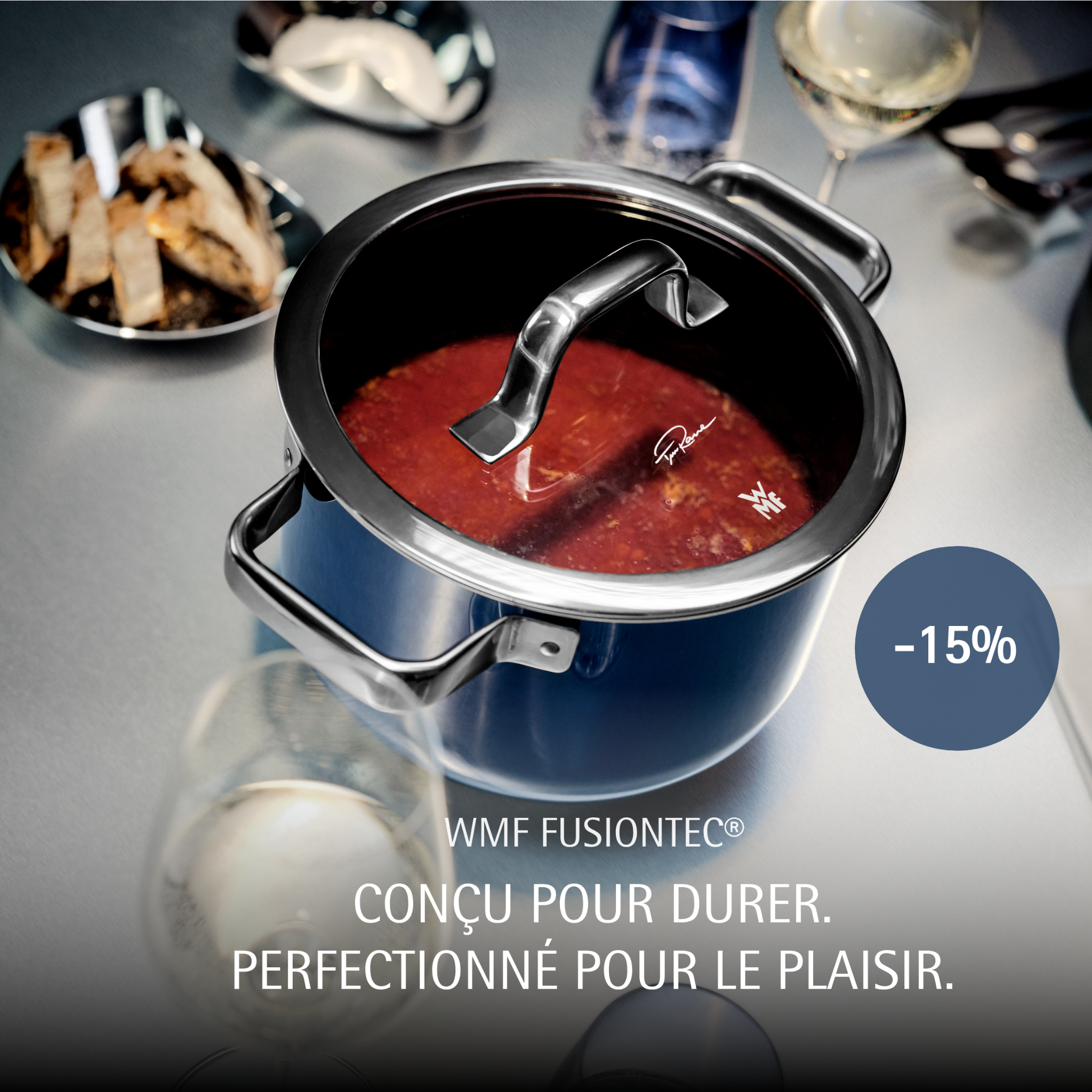 WMF Facebook ad: Surface ultra-résistante qui retient la chaleur de façon…