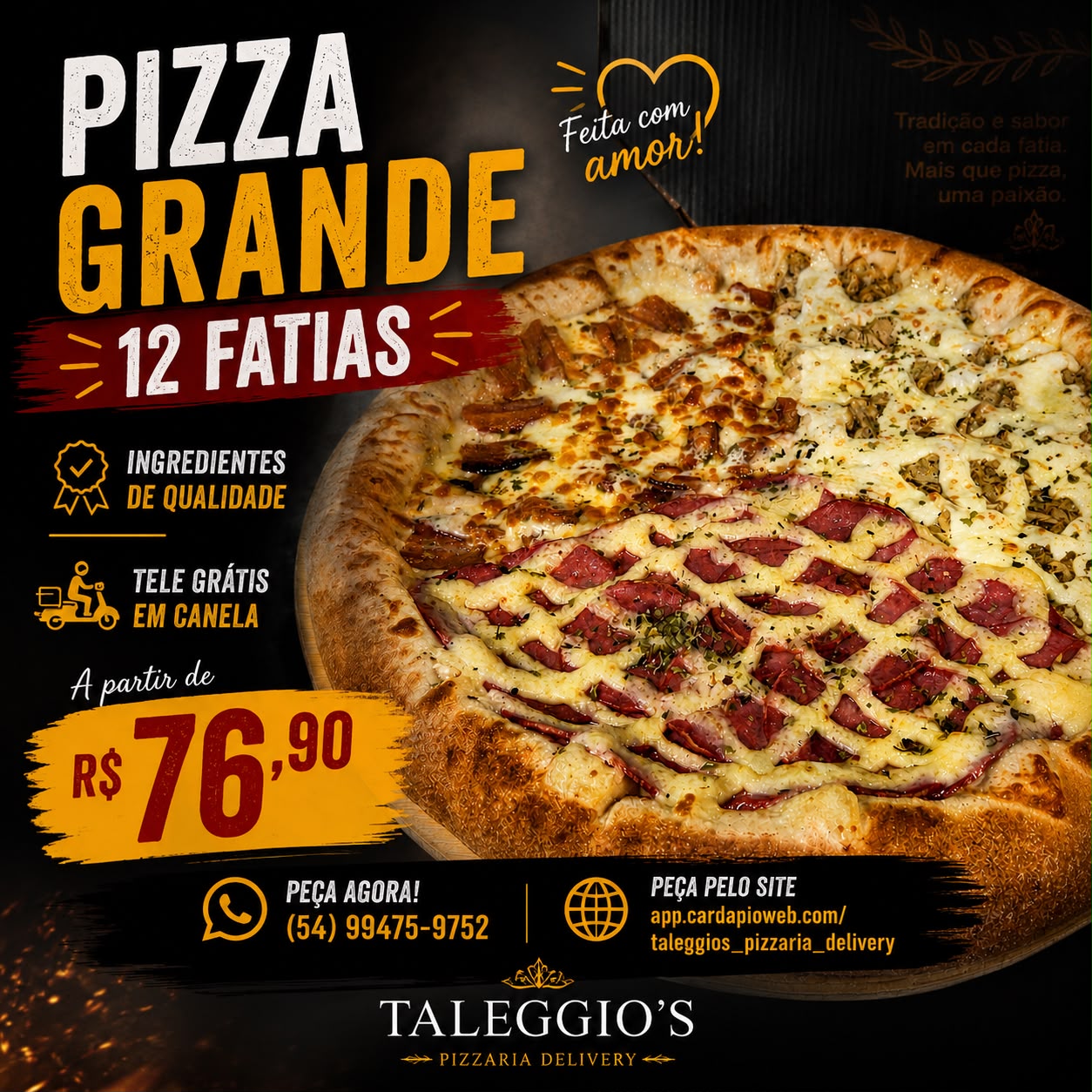 Taleggio's Pizzeria & Pasta Delivery Facebook ad from Aug 6, 2026