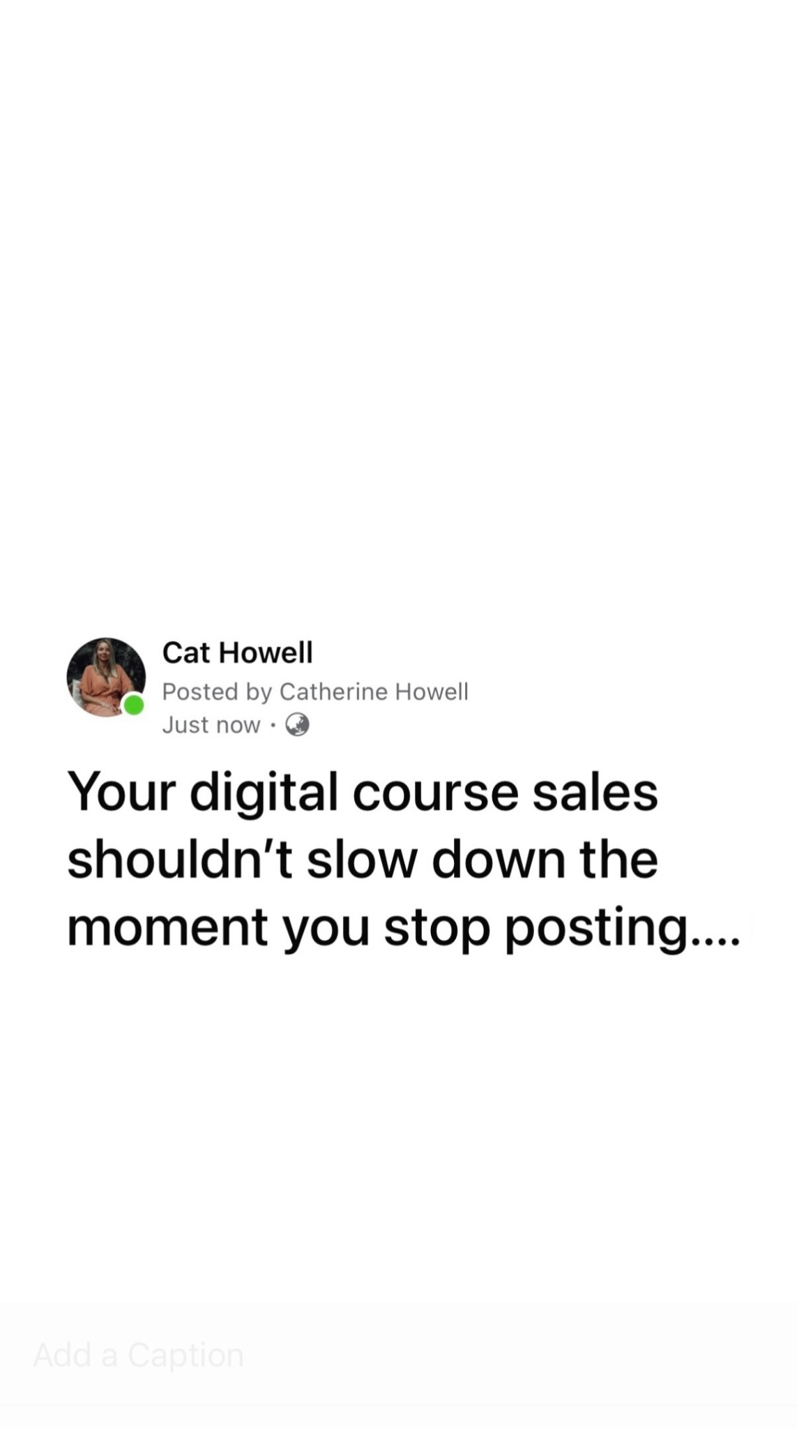 Cat Howell Facebook ad