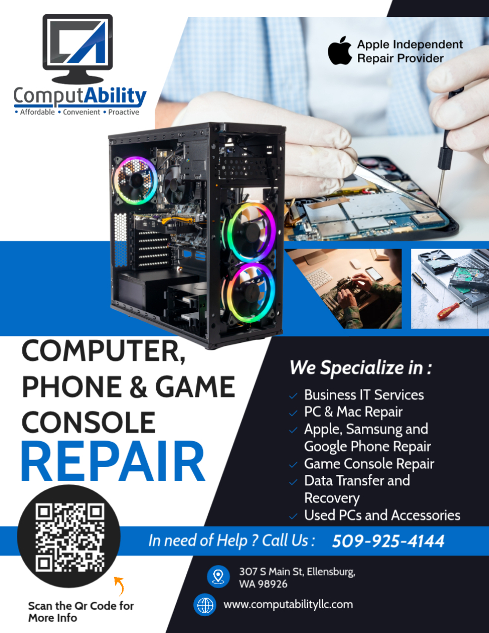 ComputAbility Facebook ad: Looking for computer, phone, game console repair or…