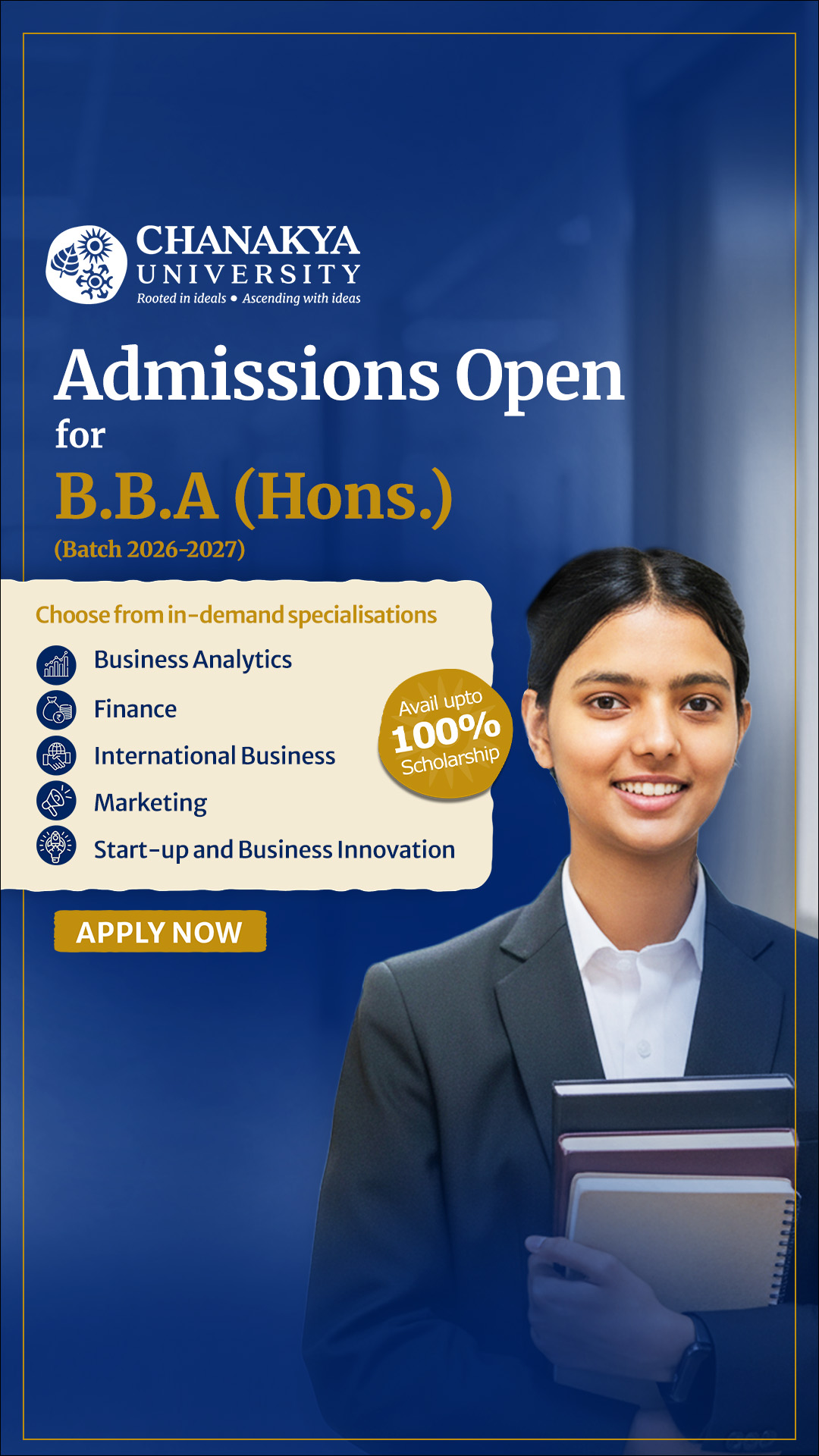 Chanakya University Facebook ad from May 21, 2026