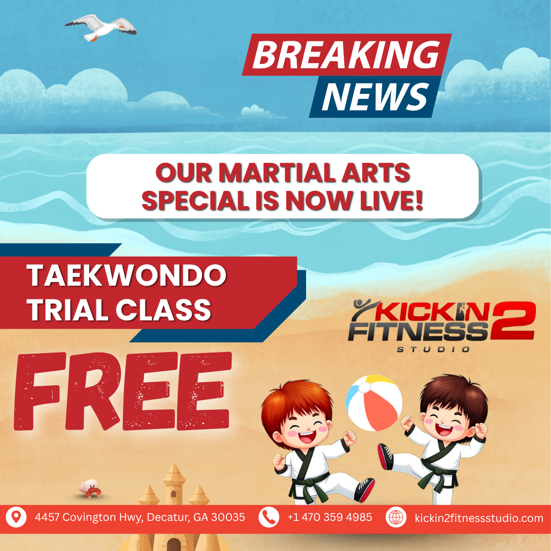 Kickin2Fitness Facebook ad: FREE Trial Class at Kickin 2 Fitness Studio!