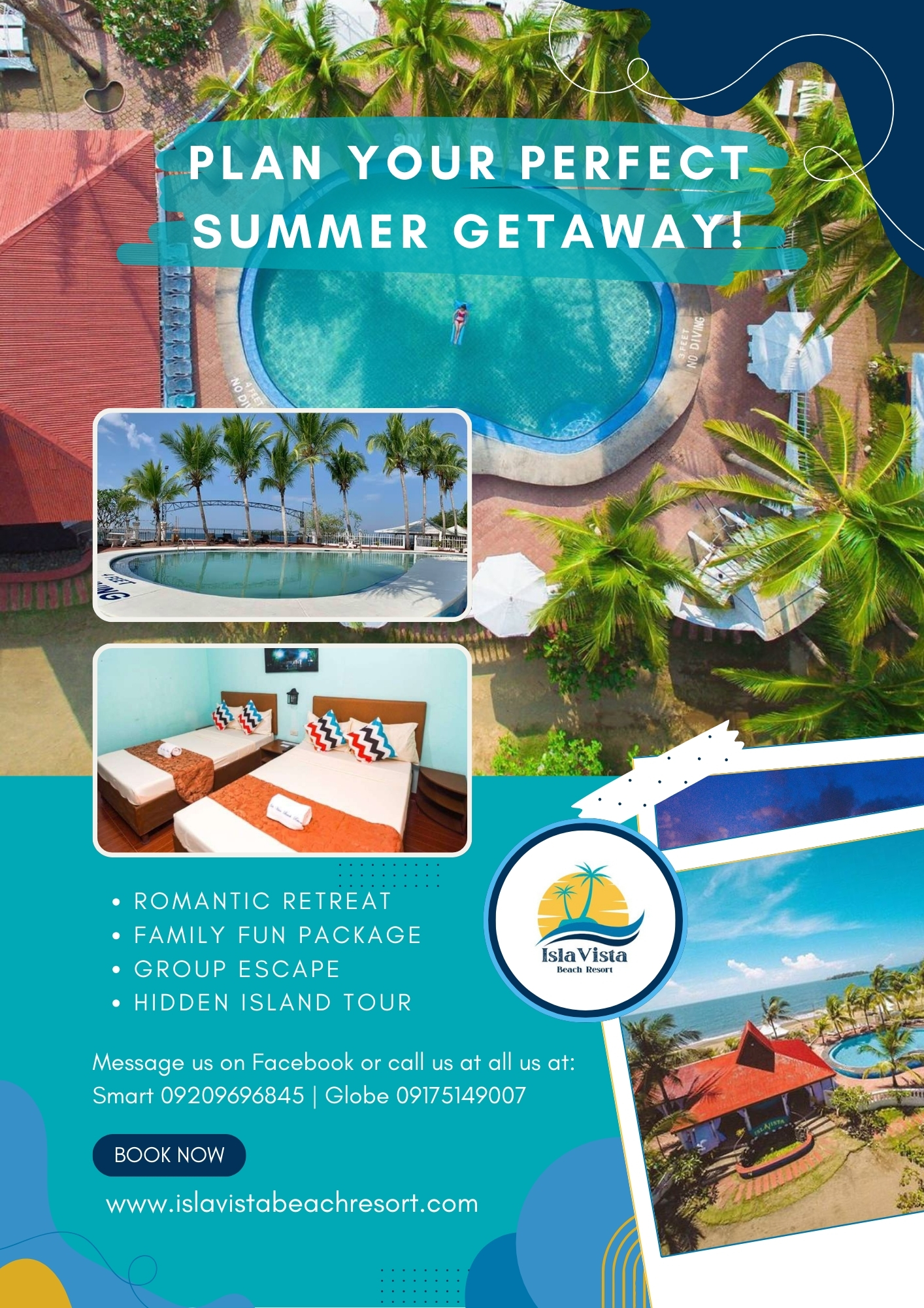 Isla Vista Beach Resort Facebook ad: Summer’s calling, answer with the perfect getaway!