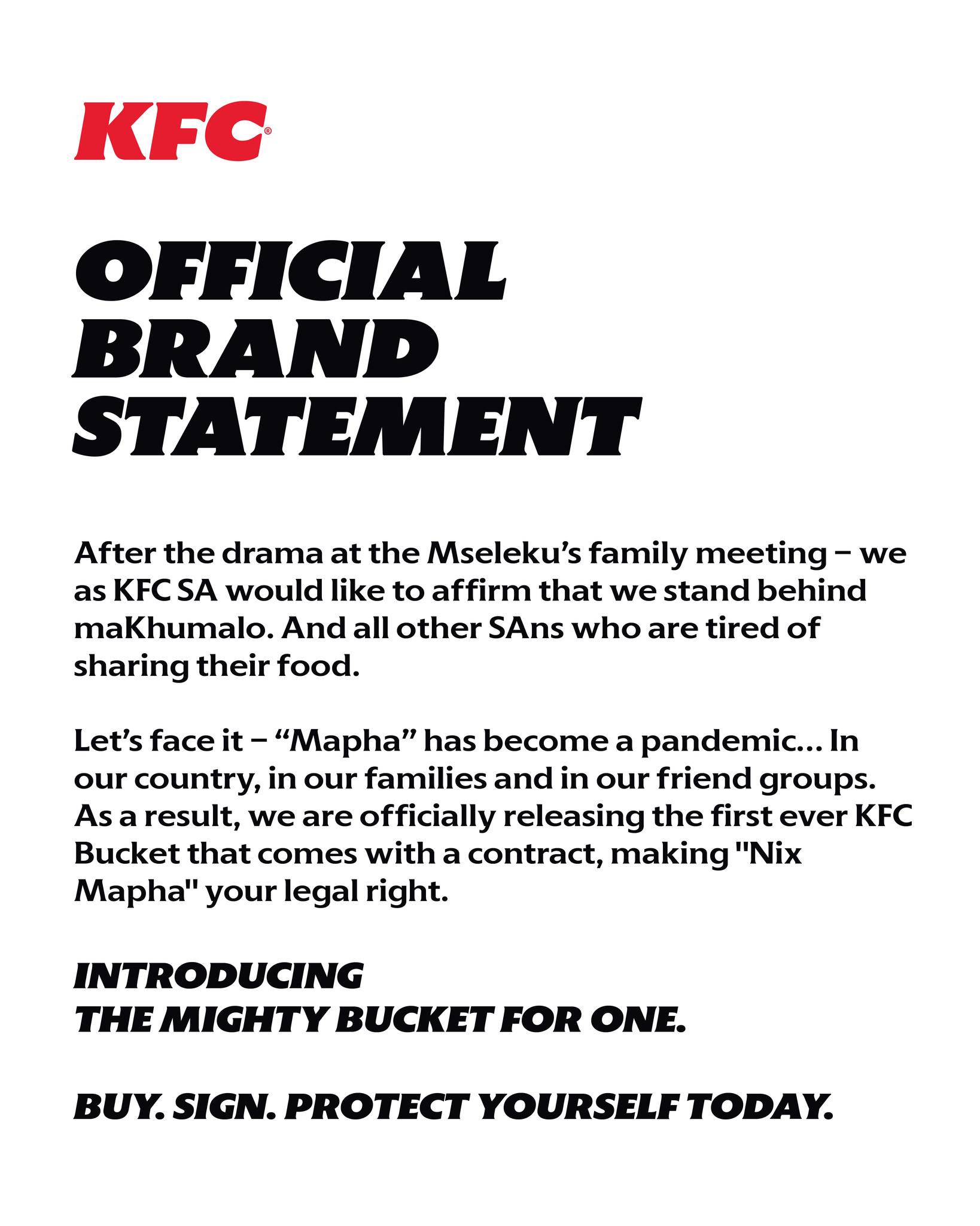 KFC Facebook ad: I hope nizwile.