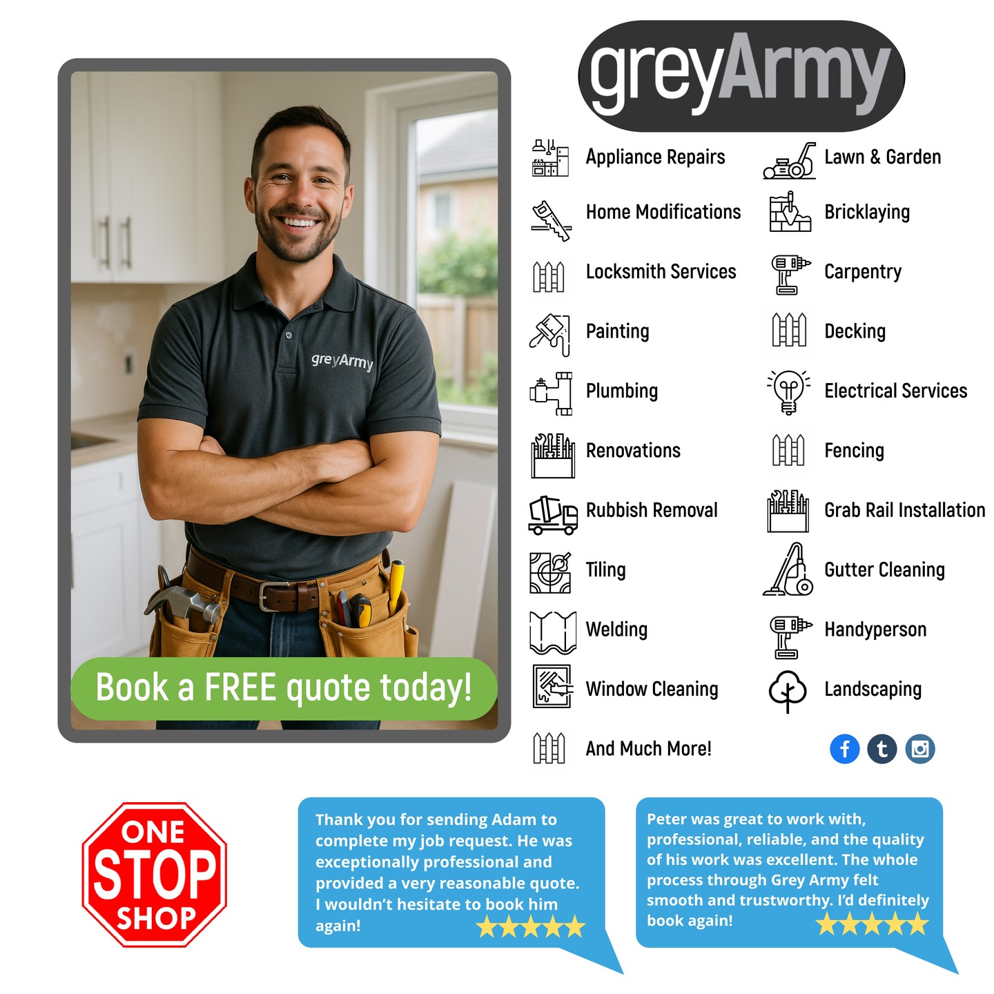 Grey Army Home & Property Maintenance Facebook ad