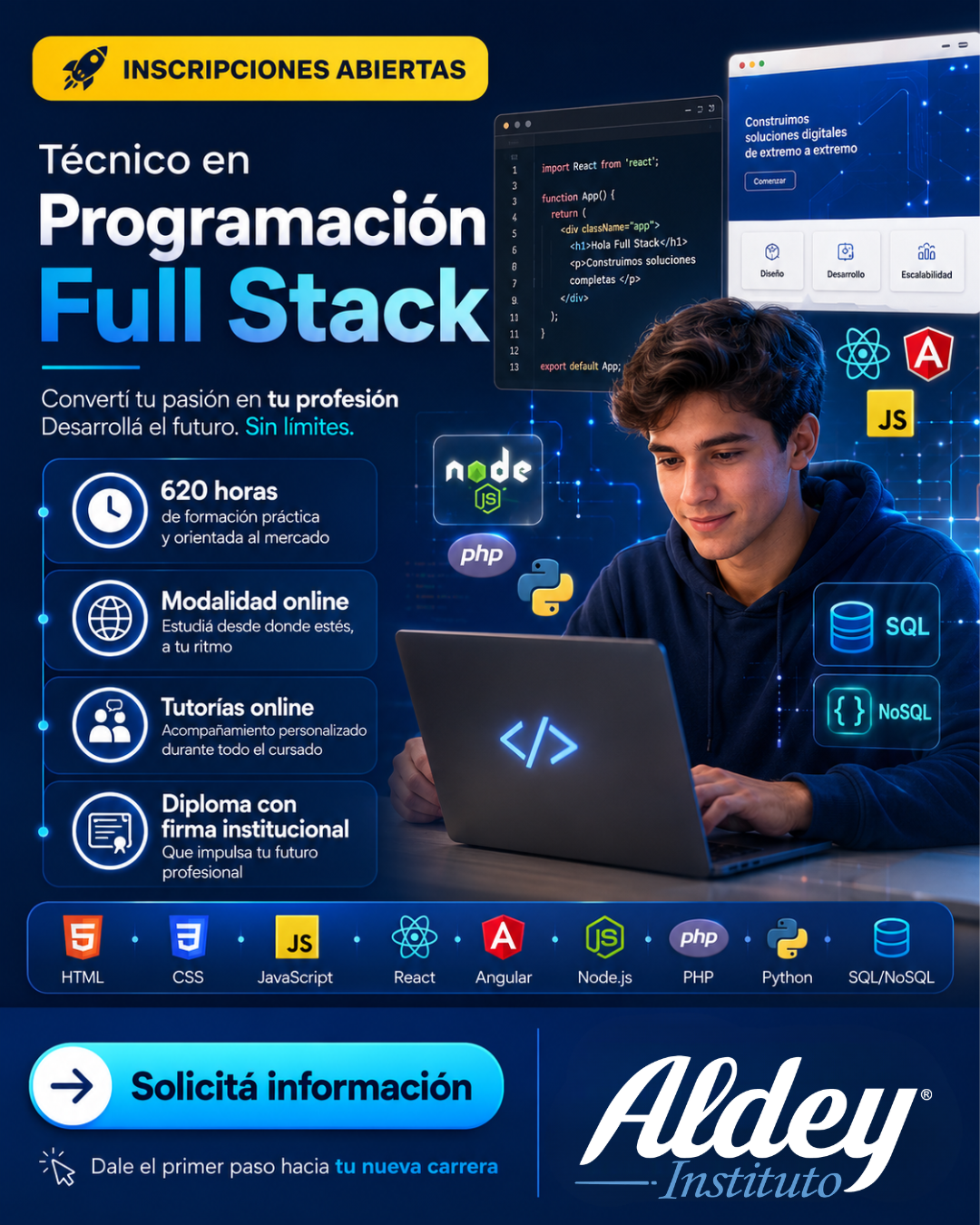 Instituto Aldey Uruguay Facebook ad: Técnico en Programación Full Stack