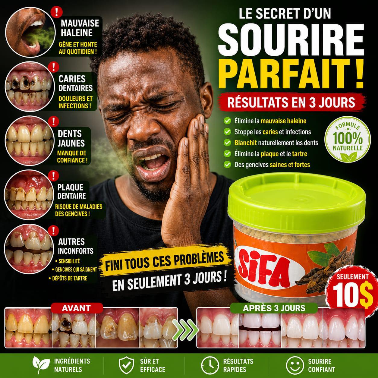 Kisif Mk Facebook ad: Vous souffrez de caries, de mauvaise haleine ou…