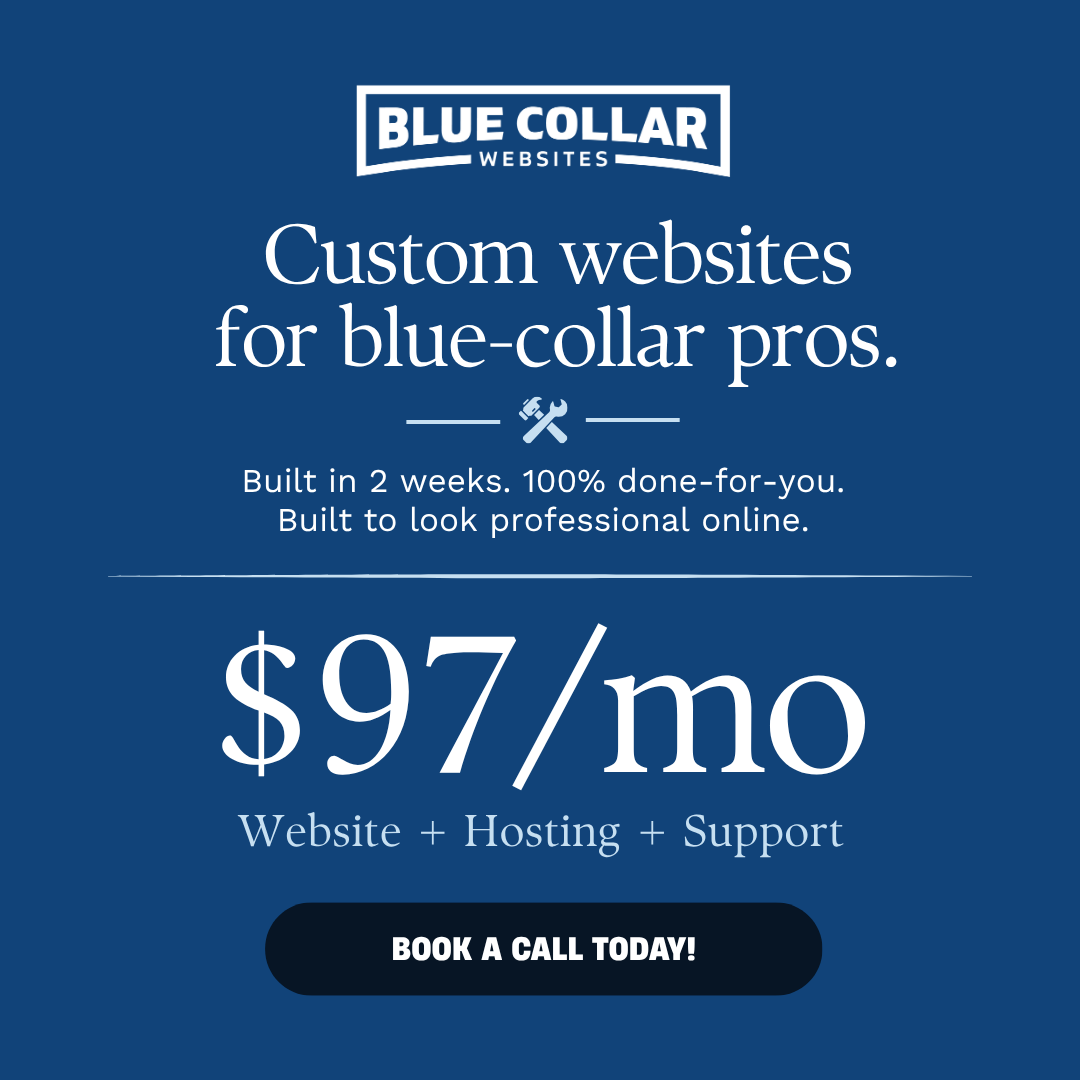 Blue Collar Websites Facebook ad: Get in touch with Rhen, your website guy