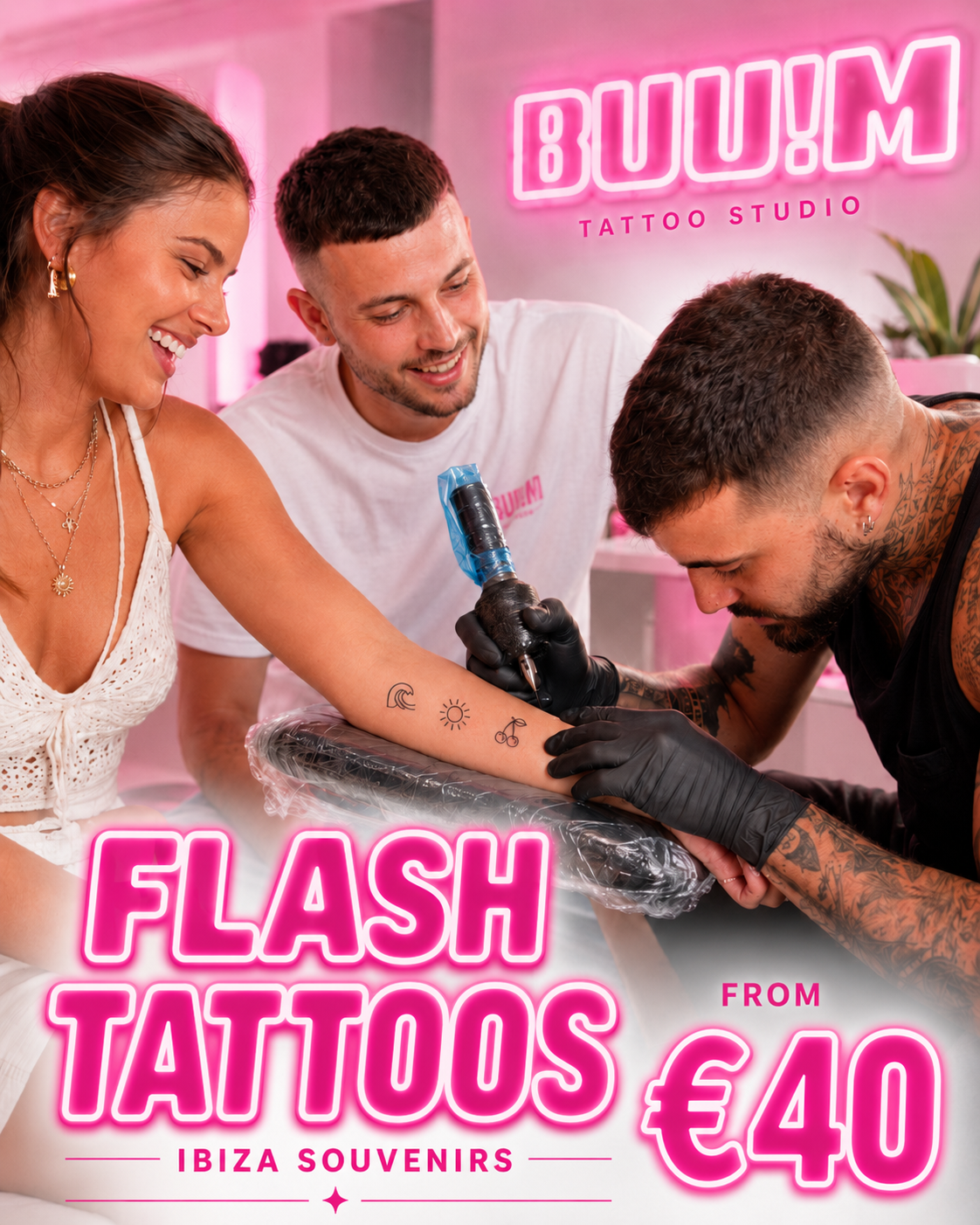 Buum Tattoo Ibiza Facebook ad: TATTOO FROM €40!