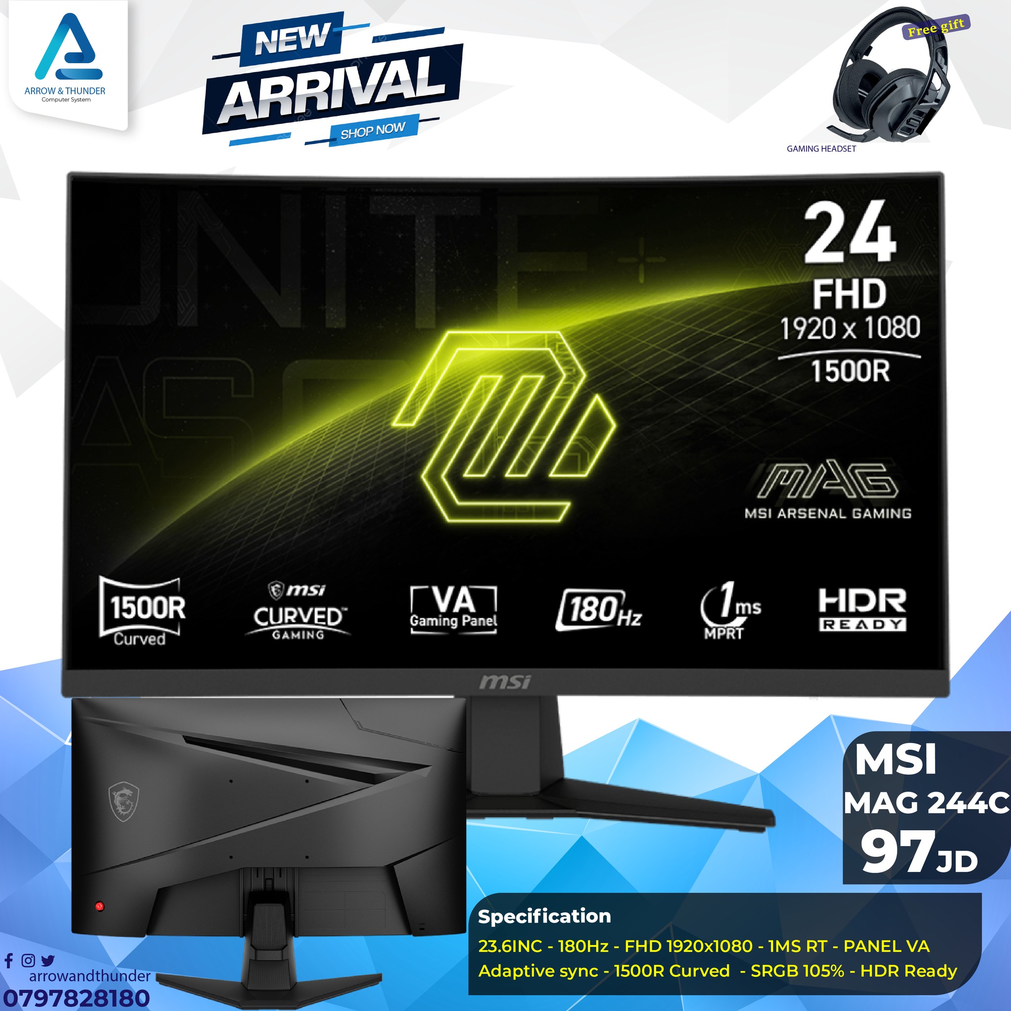 Arrow & Thunder Computer System Facebook ad: بلش موسم التنزيلات.