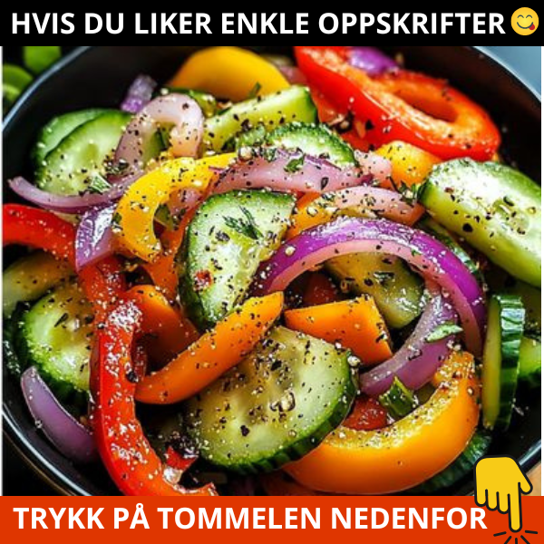 Enkle oppskrifter Facebook ad: Frisk Grønnsakssalat med Agurk, Paprika og Rødløk