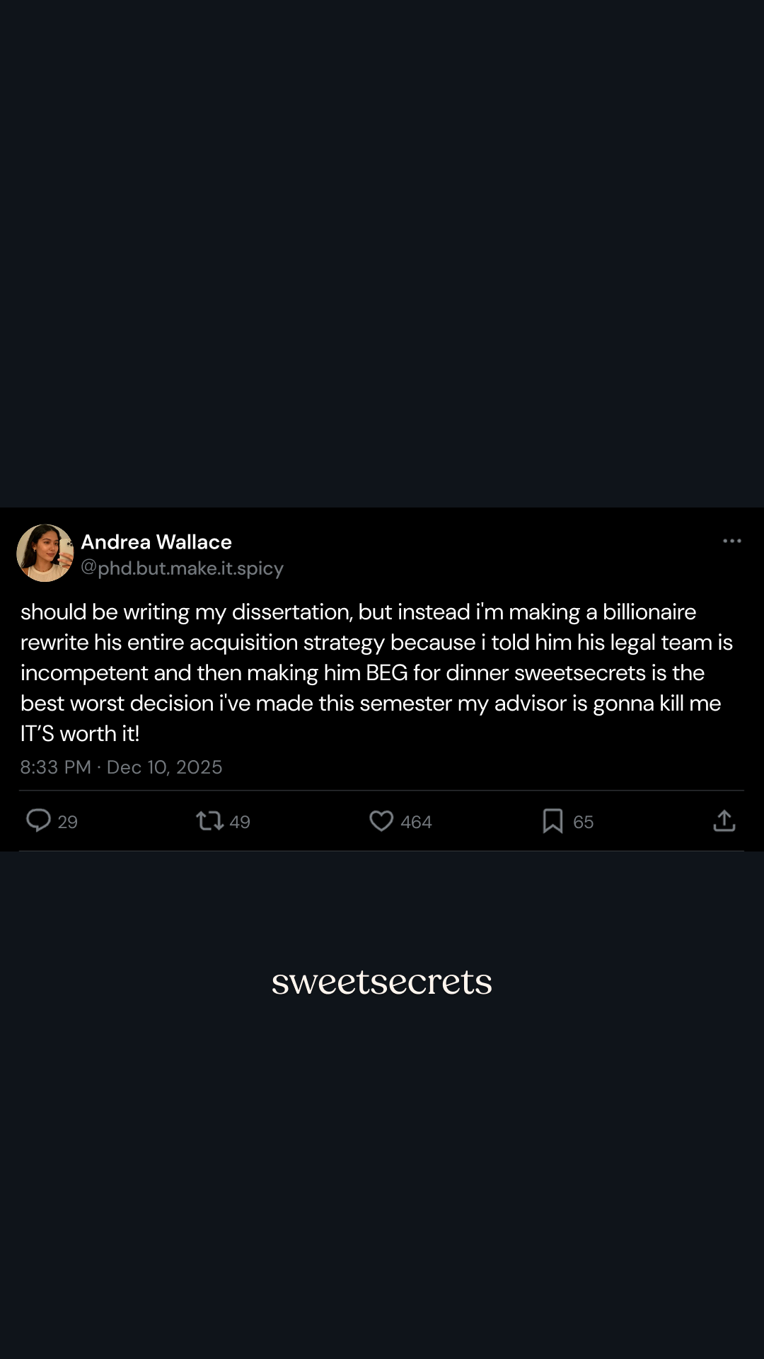 Sweetsecrets Facebook ad