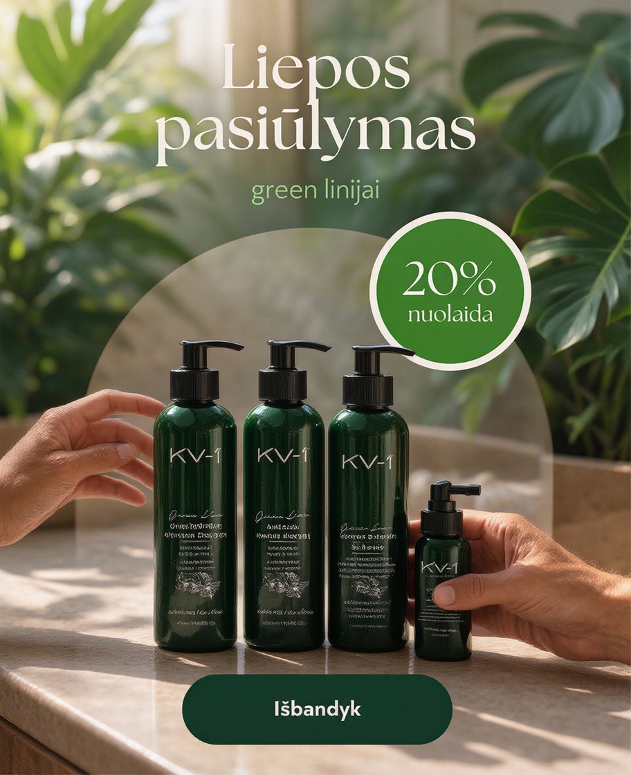 KV-1 cosmetics Facebook ad: Green linija -20%