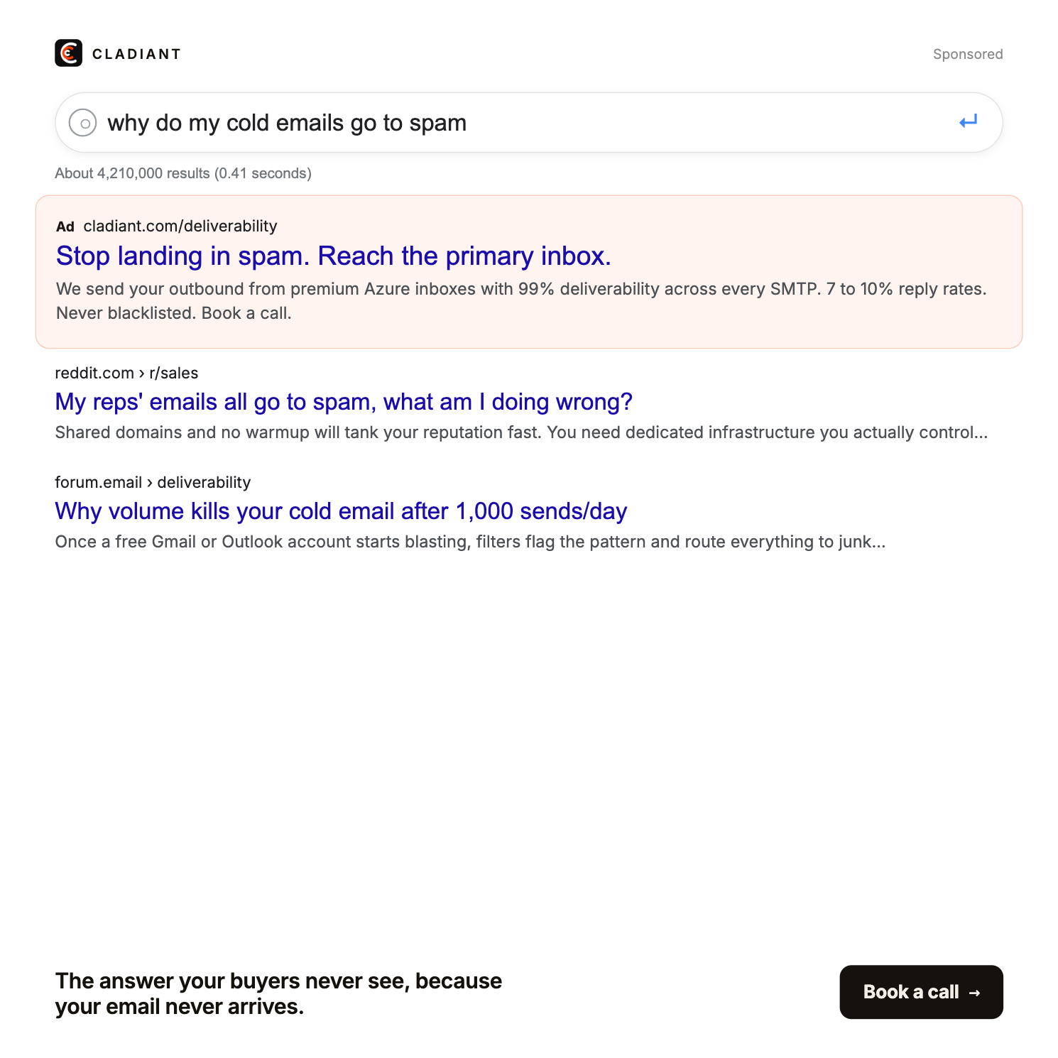 Cladiant Facebook ad: The answer your buyers never see