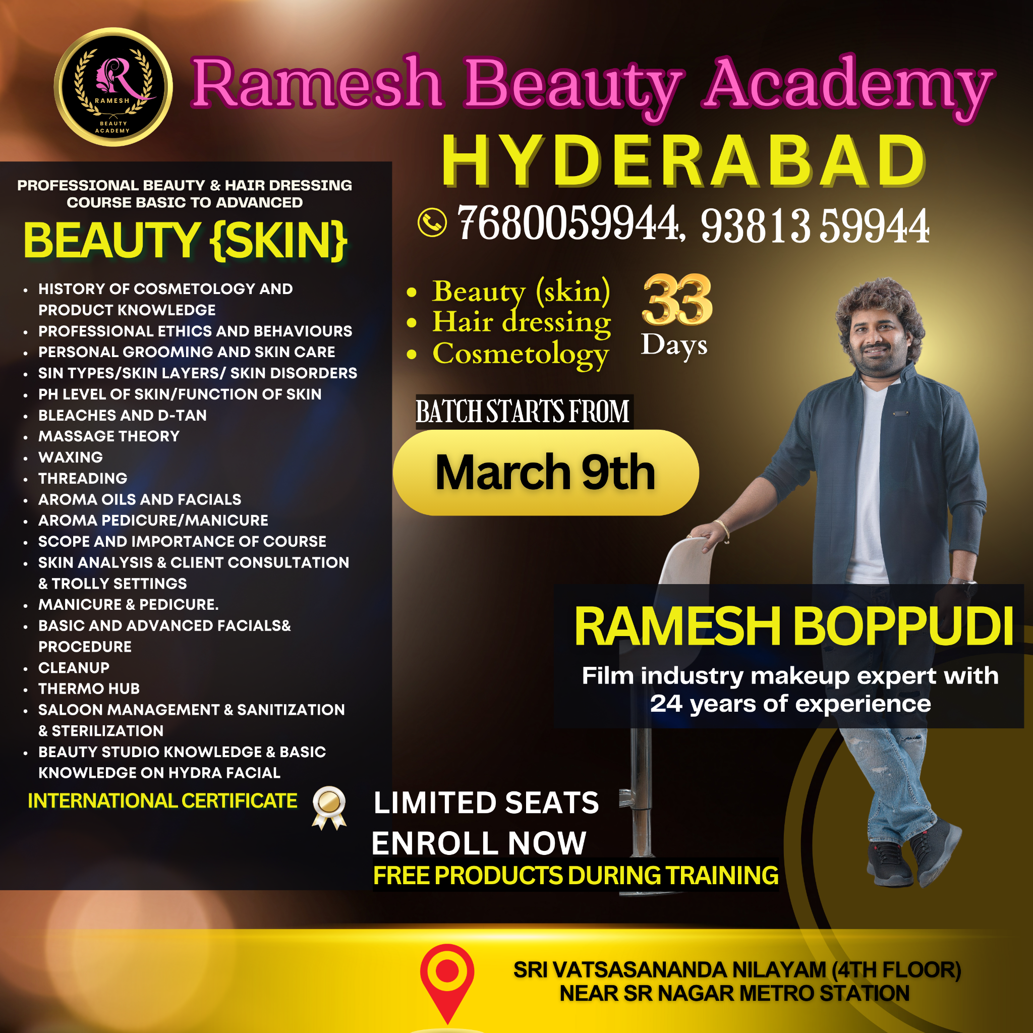 Ramesh Beauty Academy Facebook ad: Learn with Professionals & Shine your Career in…