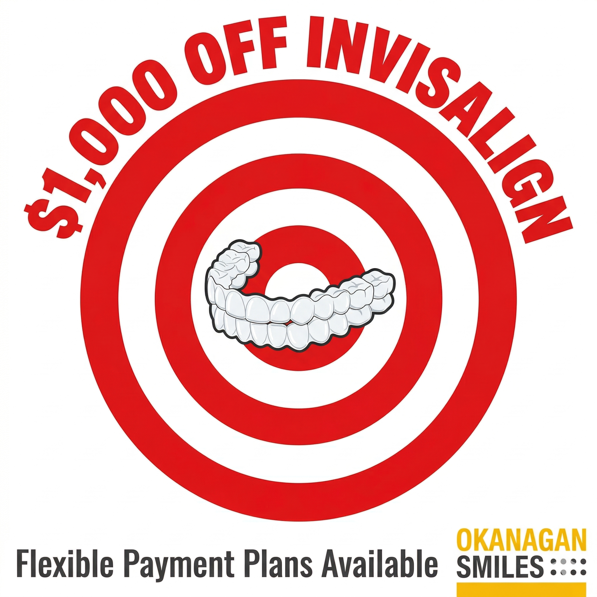 Okanagan Smiles Dentistry | Dentist | Kelowna, BC Facebook ad: Hey, Kelowna! $1000 Savings On Your Invisalign Treatment!
