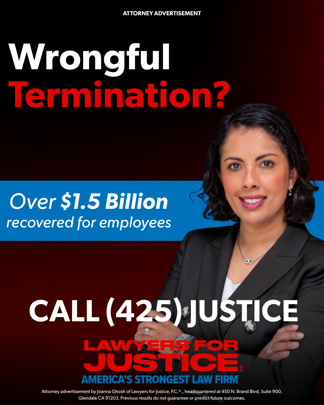 Lawyers for Justice, PC Facebook ad