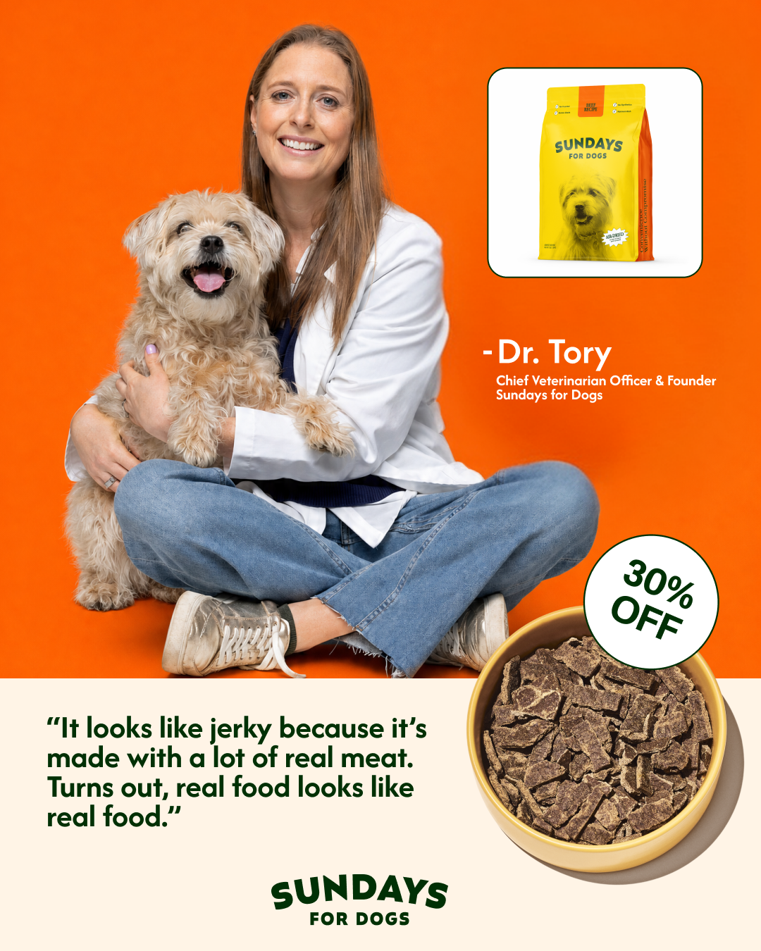 Sundays Facebook ad: Sundays Air-Dried Food for Dogs