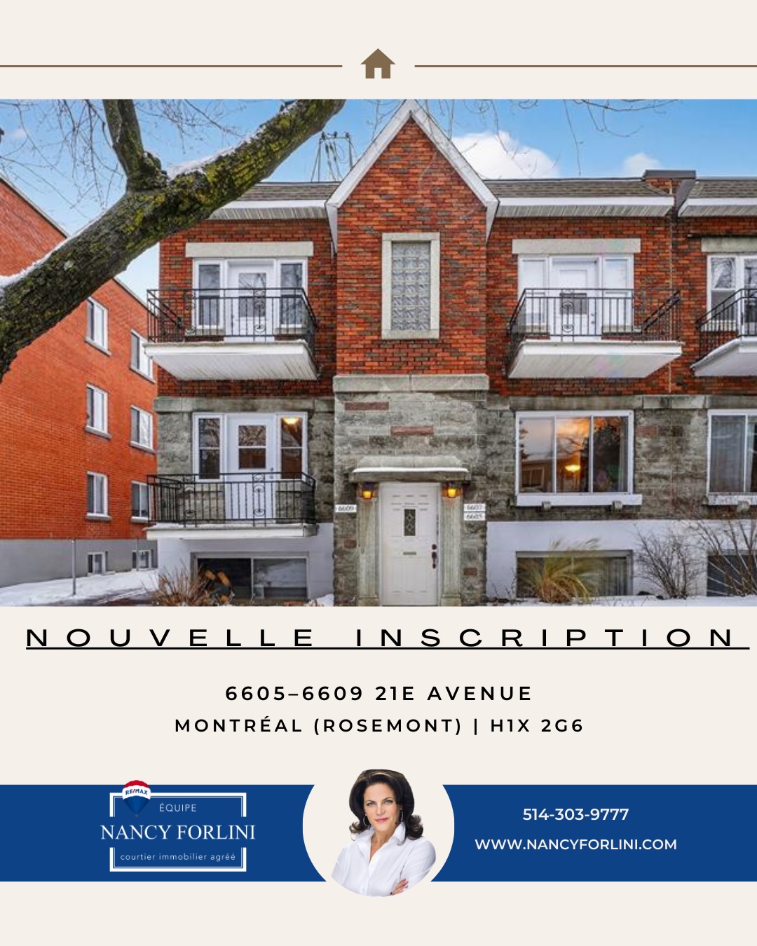 Equipe Nancy Forlini - Remax Solutions Facebook ad: 6605-6609 21e Avenue, Rosemont