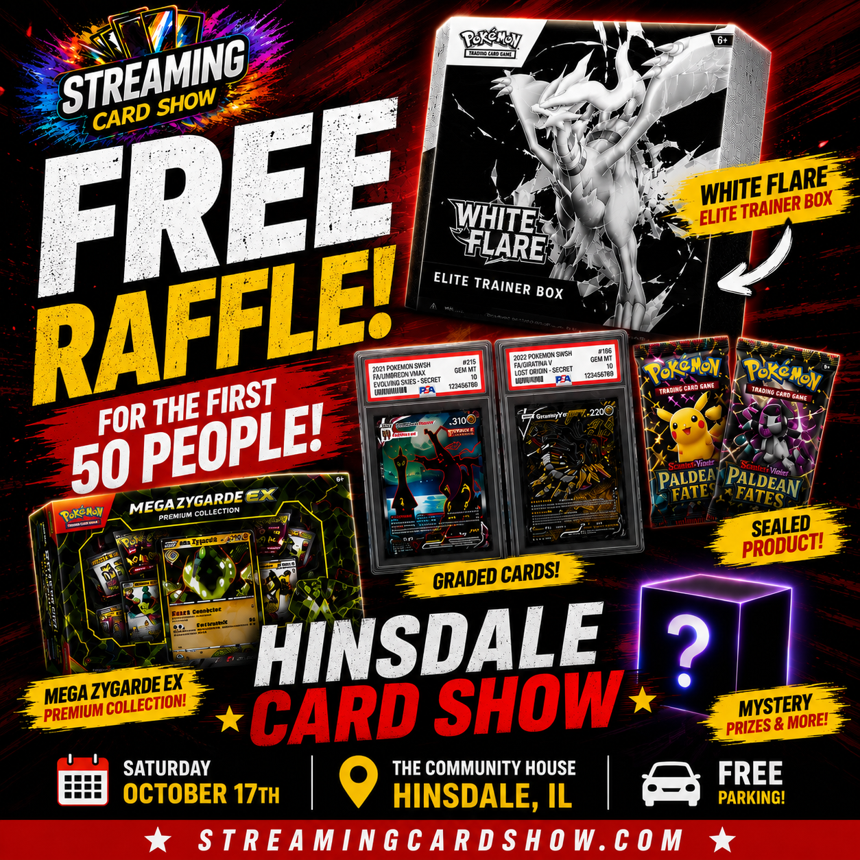 Streaming Card Show Facebook ad: Hinsdale Card Show