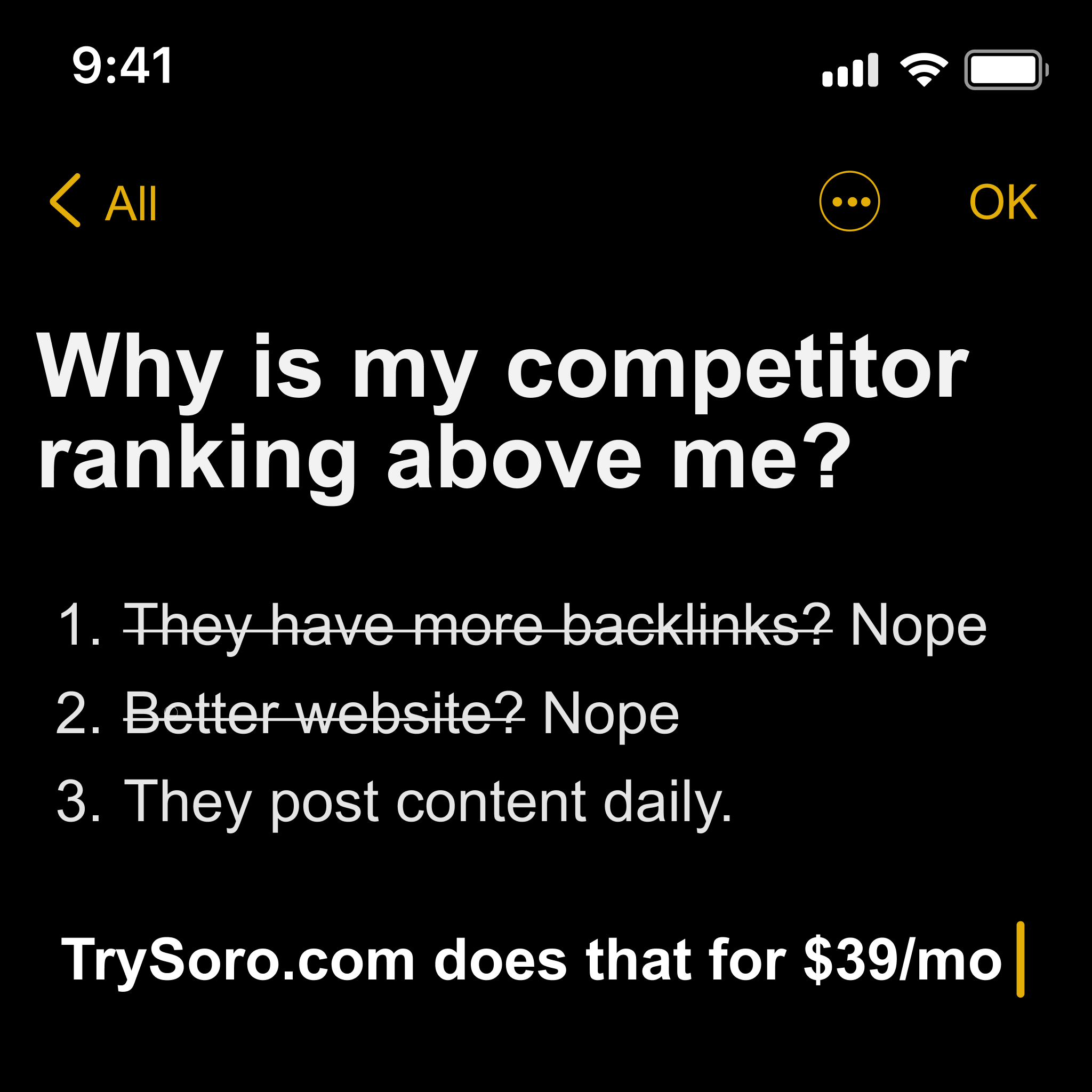 Soro SEO Facebook ad