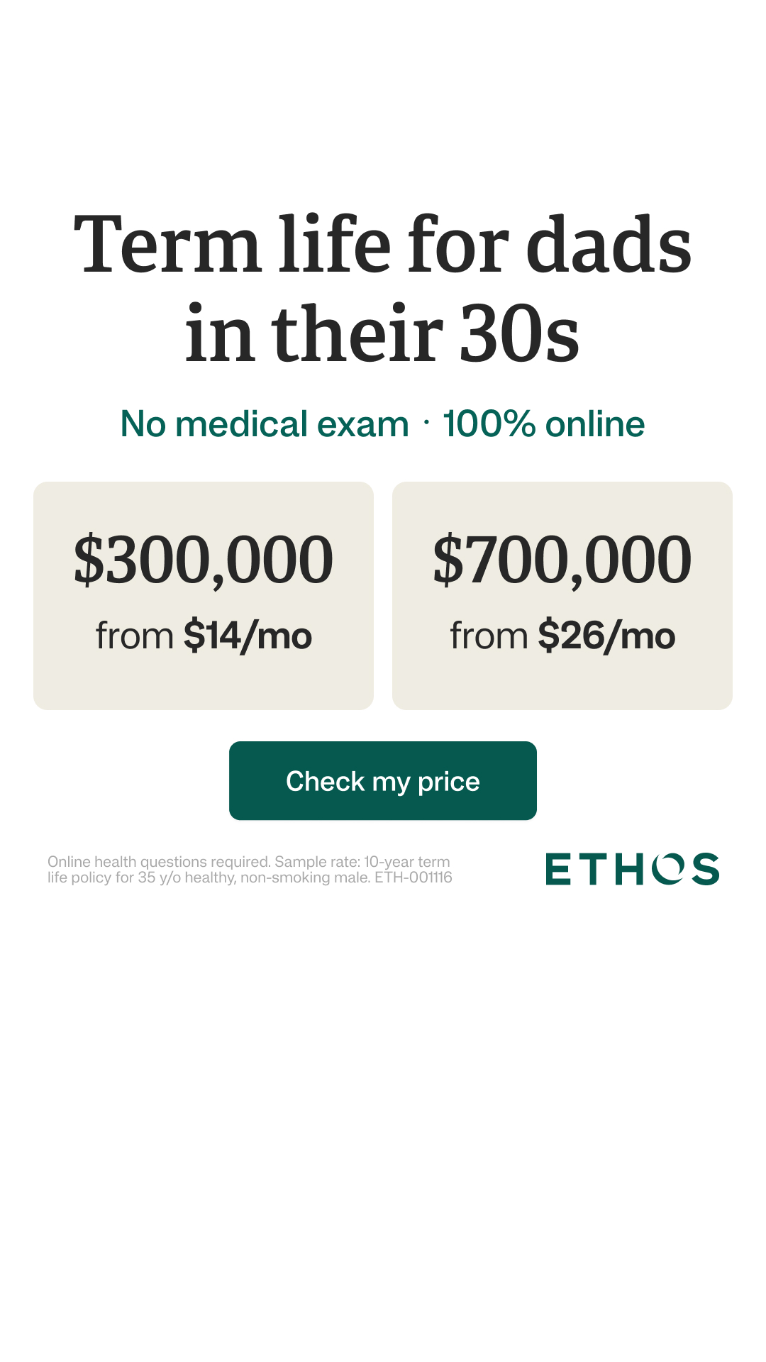 Ethos Facebook ad