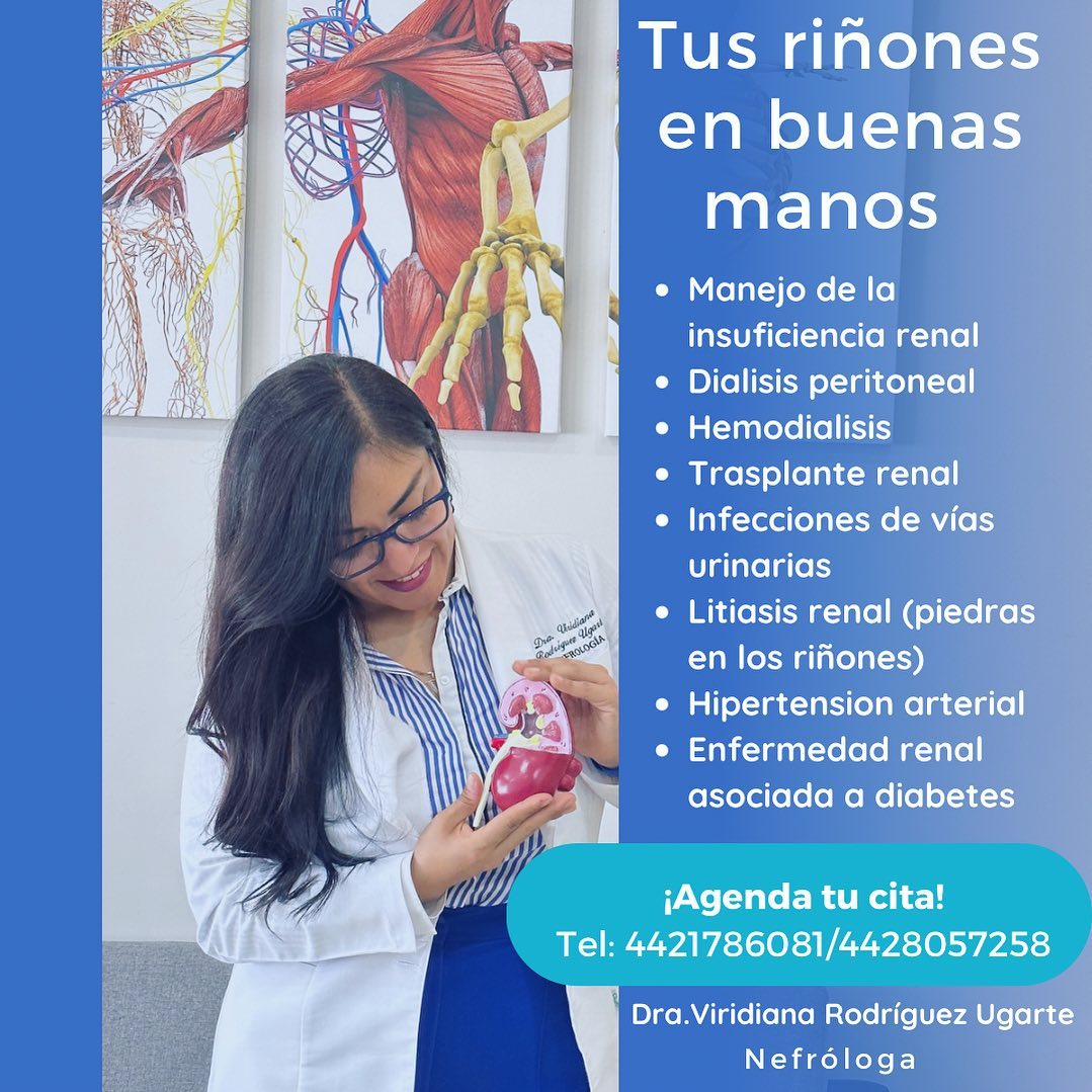 Dra. Viridiana Rodríguez Ugarte Nefróloga Facebook ad: Tus riñones en buenas manos