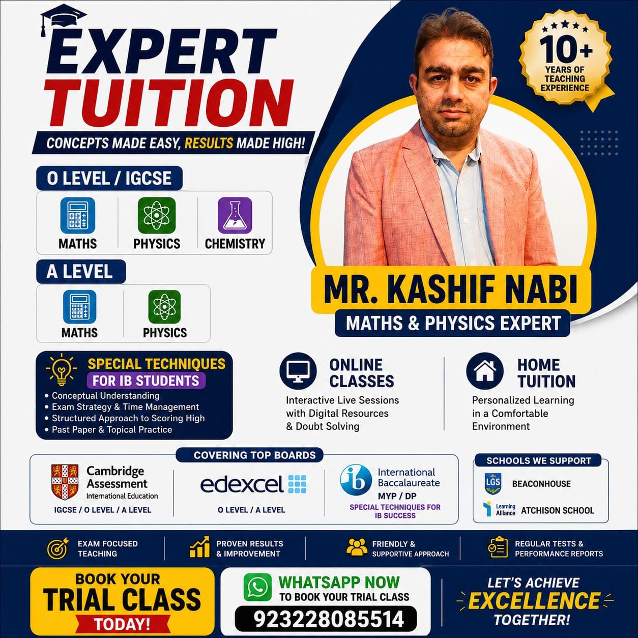 Cambridge Elite Math Physics Coaching Centre Facebook ad: Book Trial Class today