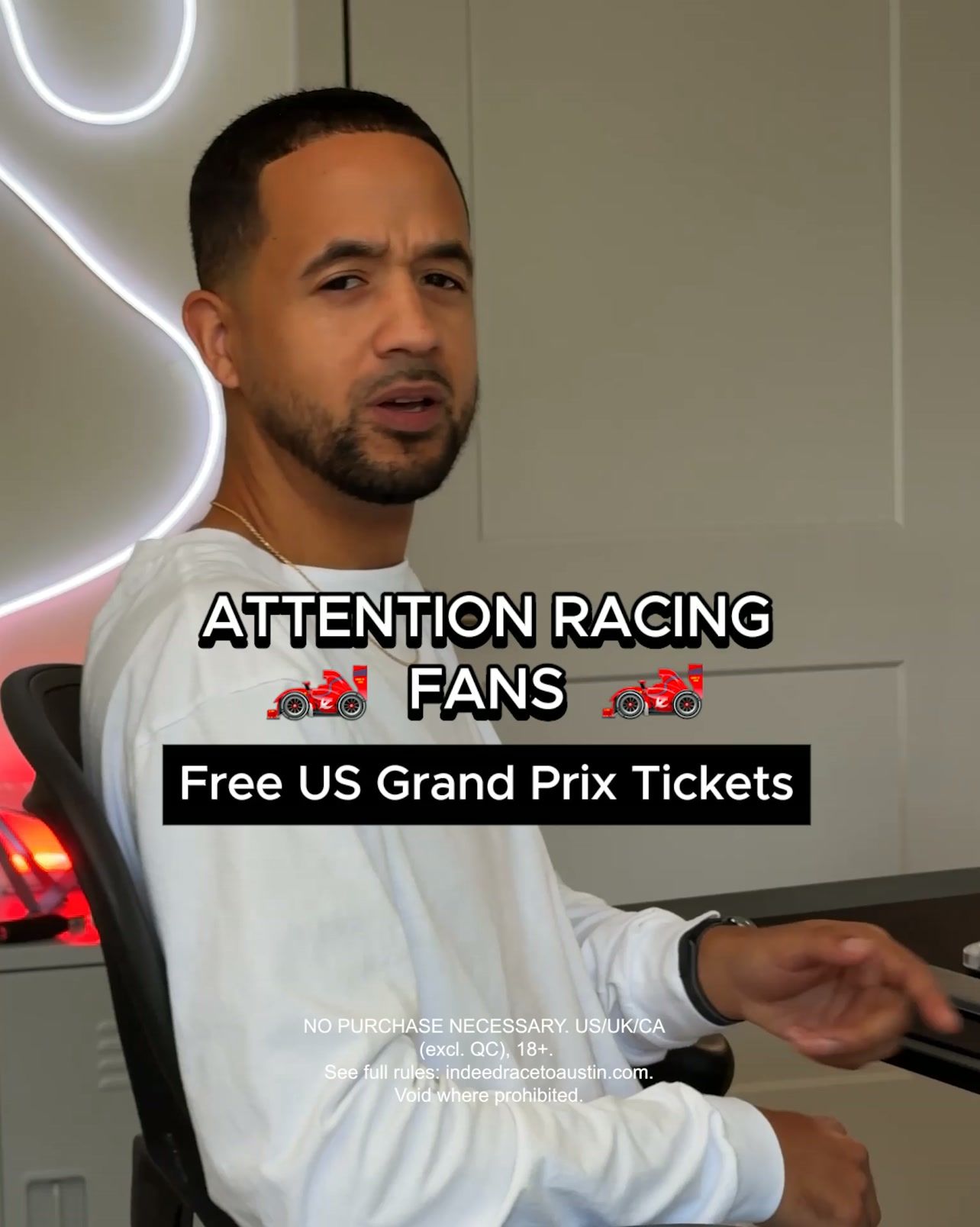 Indeed Facebook ad: Race To Austin Giveaway